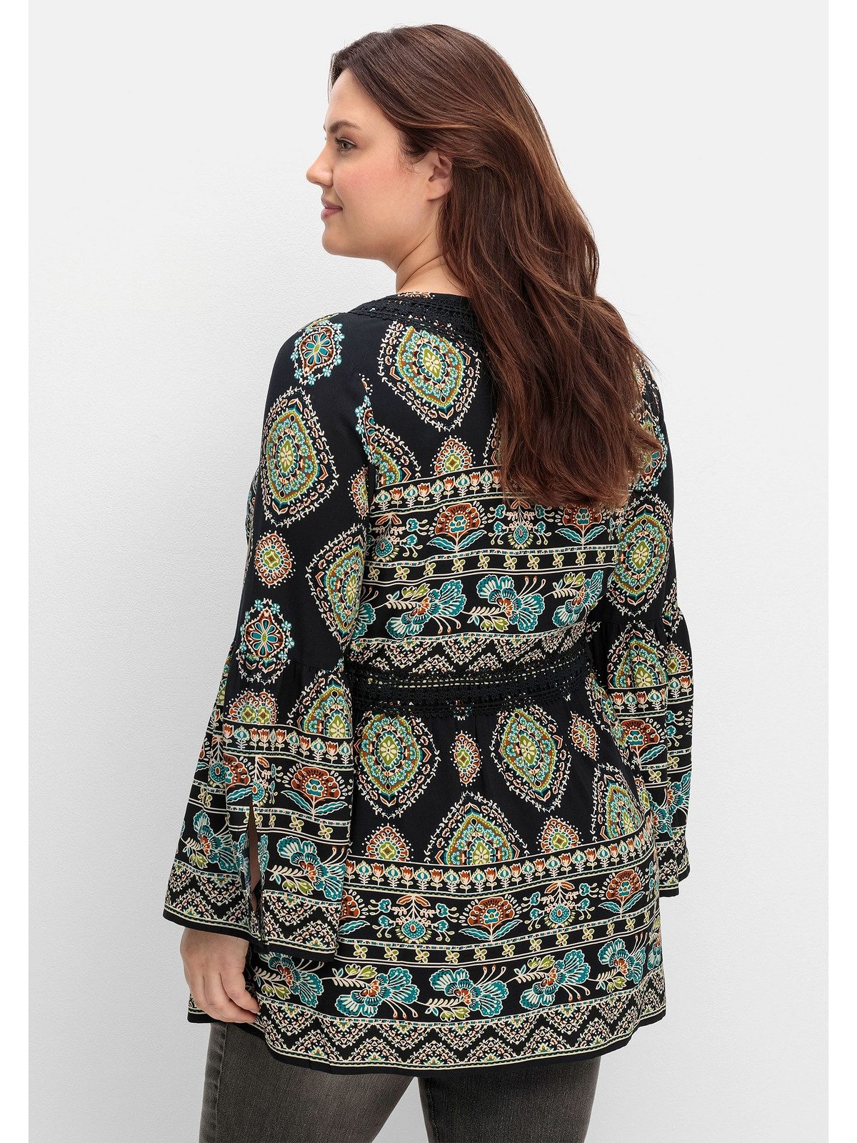 sheego by Joe Browns Longbluse Große Größen im Ethno-Stil, mit Crochet-Spitze
