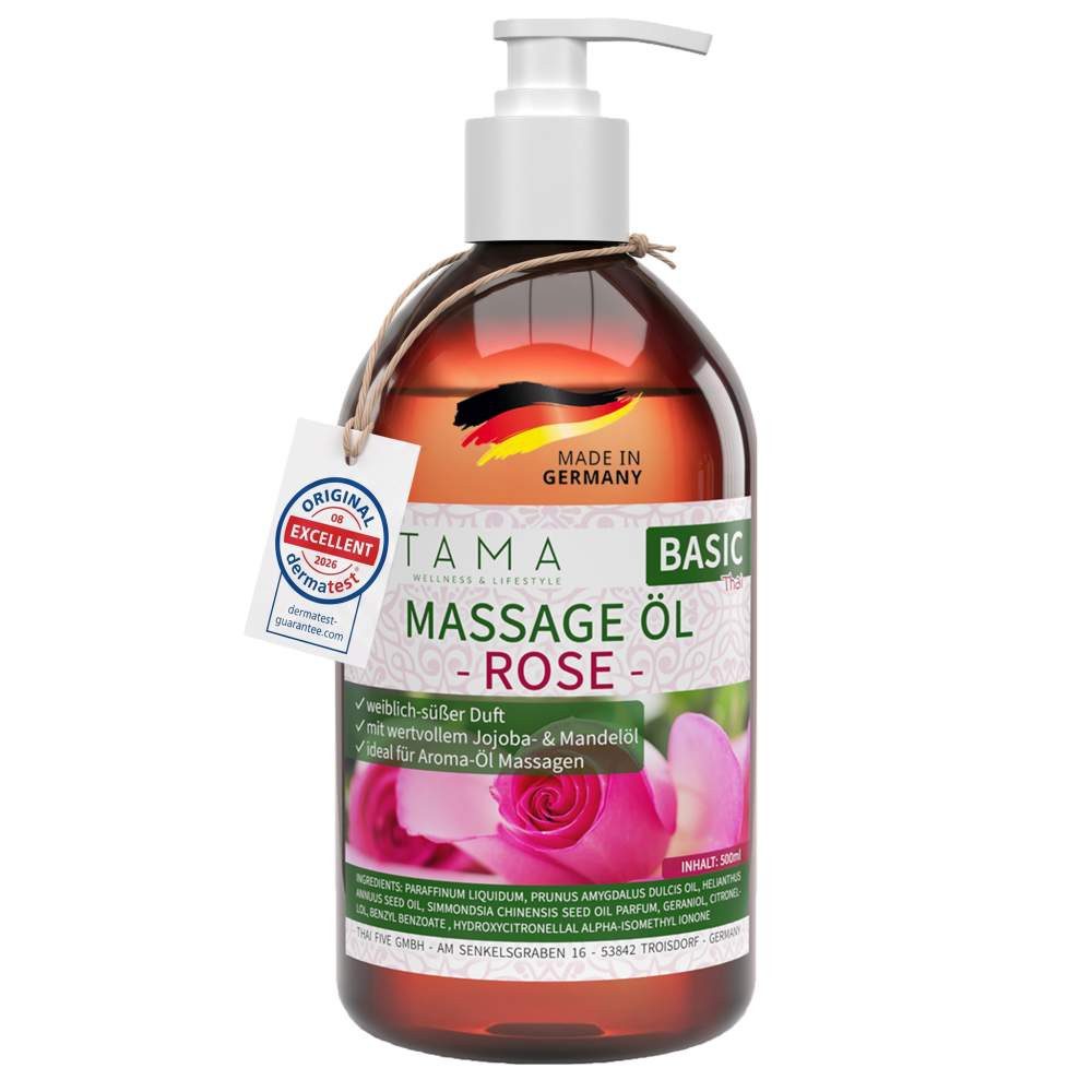 Kitama Massageöl mit Duft - Thai Massageöl & Pflegeöl 500ml, Dermatest: Sehr Gut