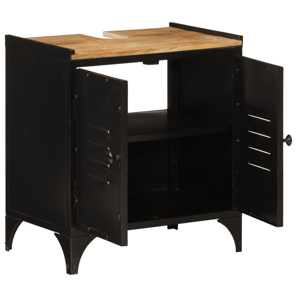 vidaXL Waschbeckenunterschrank Waschbeckenschrank 55x35x60 cm Eisen und Massivholz Mango