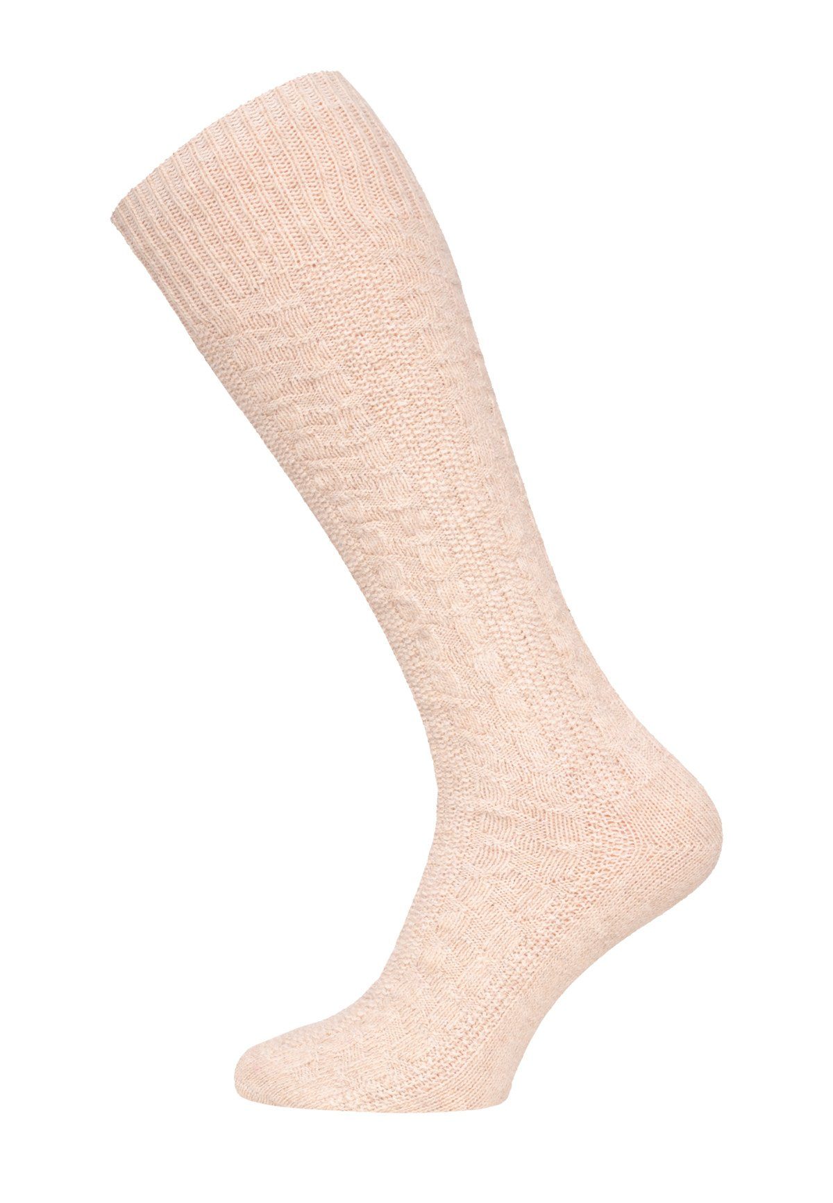 HomeOfSocks Kniestrümpfe 70% Lammwolle Kniestrumpf Zopfmuster Wollsocken Extra Warm (Paar, 1 Paar) Feine und strapazierfähige Lambswool Kniestrümpfe