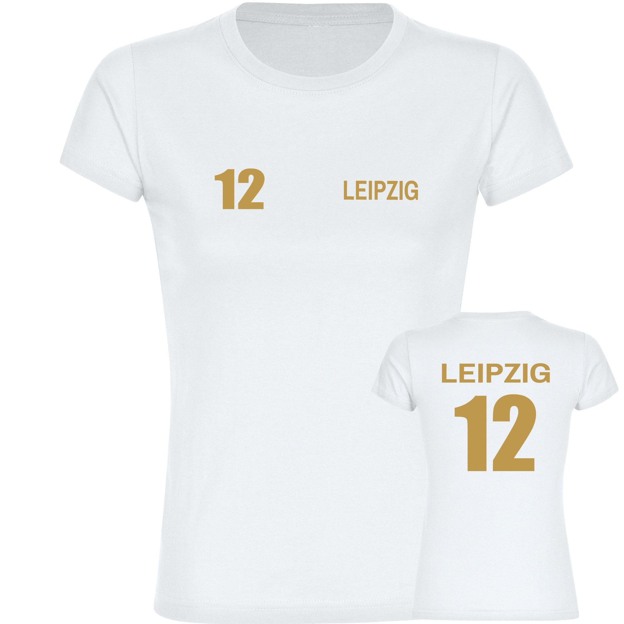 multifanshop T-Shirt Damen Leipzig - Trikot Nummer 12 gold - Frauen