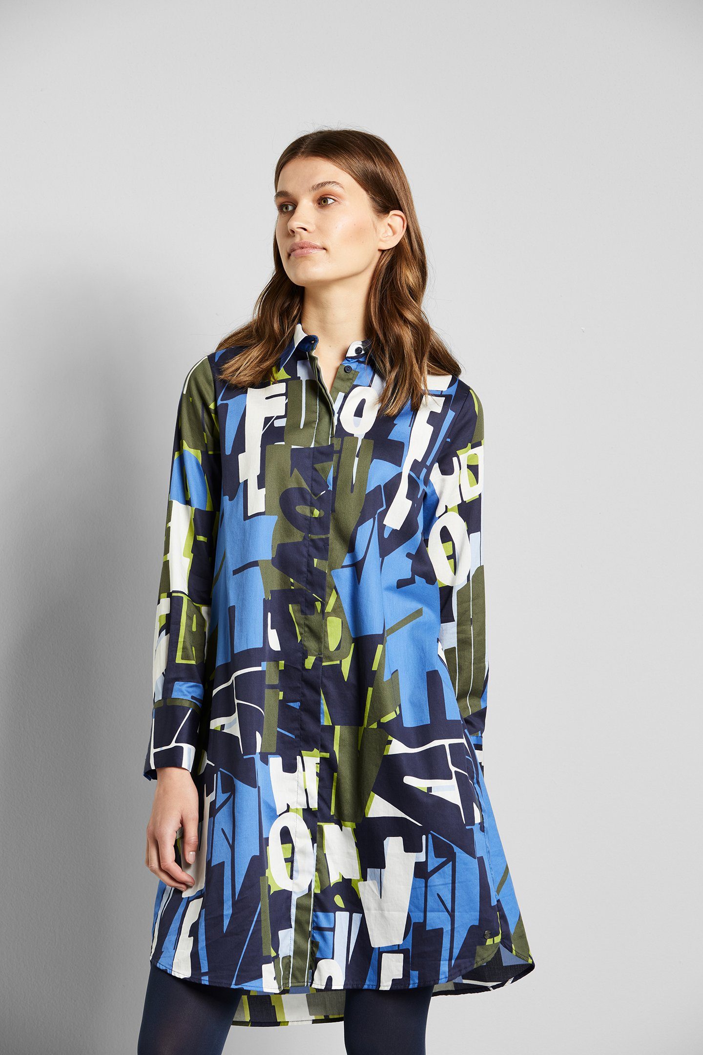 Hemdblusenkleid bugatti Buchstaben-Print Allover mit