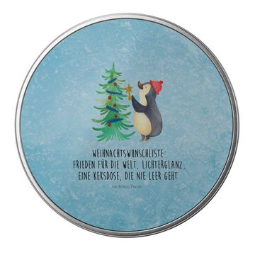 Mr. & Mrs. Panda Aufbewahrungsdose Pinguin Weihnachtsbaum - Eisblau - Geschenk, Vorratsdose, Dose, Winte (1 St), Stabile Konstruktion