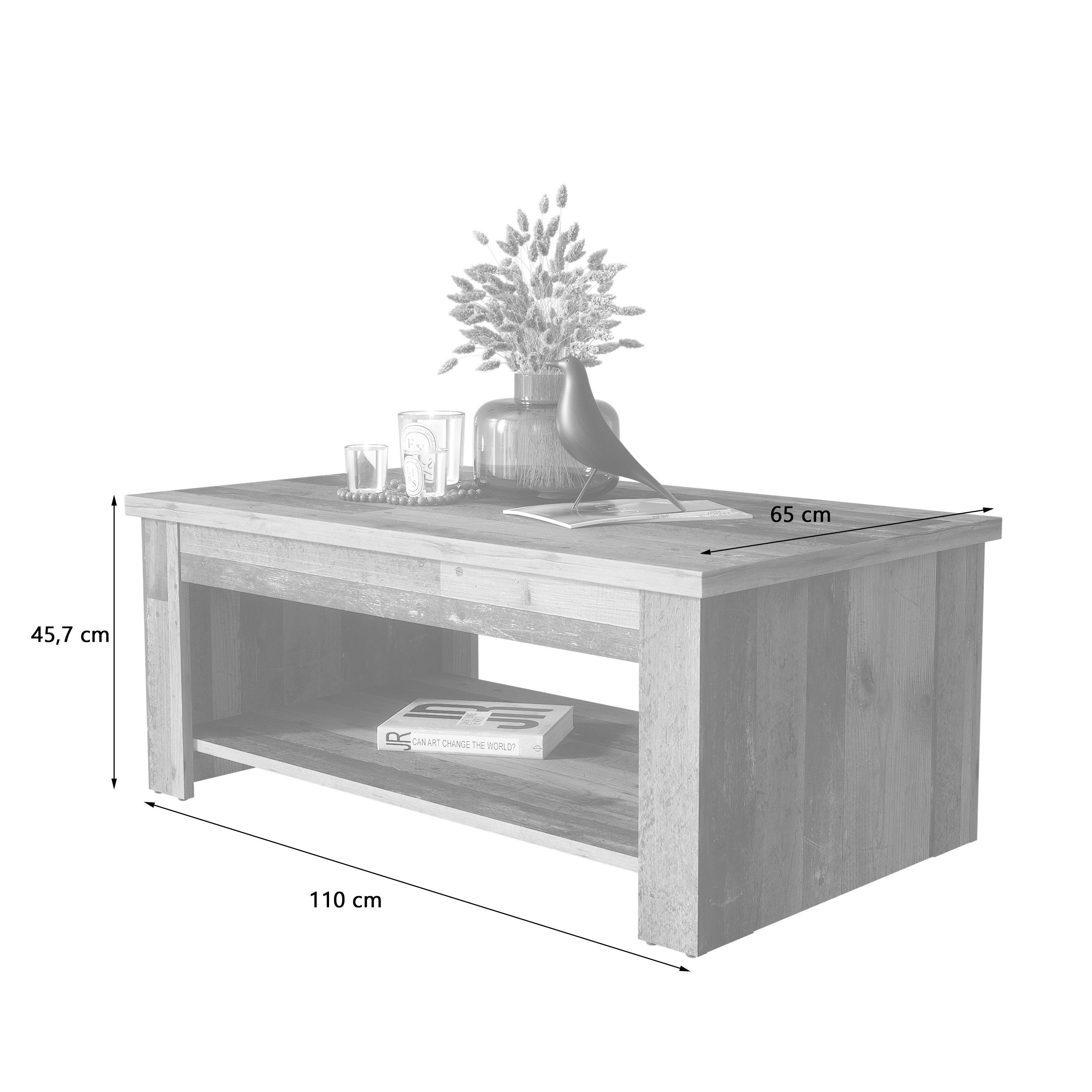 Newroom Couchtisch Kane, Old Wood Wohnzimmertisch Vintage Indurstrial Landhausstil Sofatisch