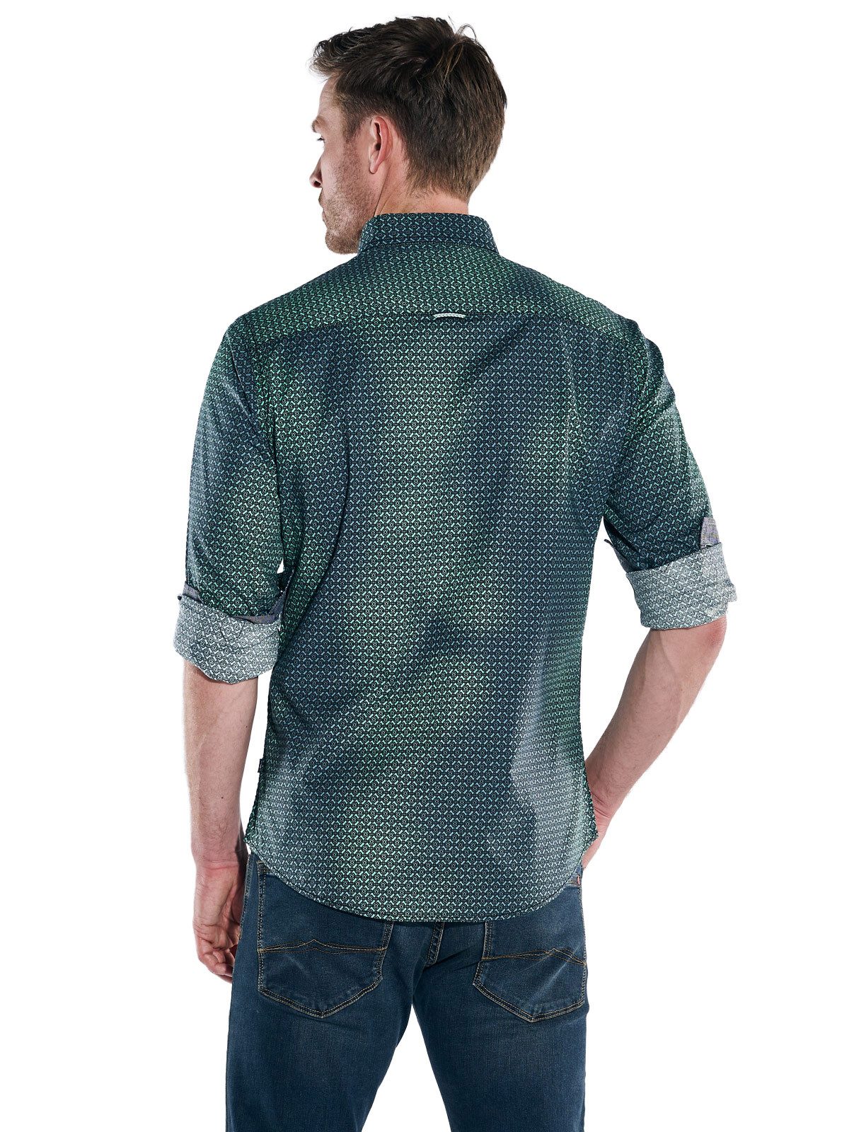 Engbers Langarmhemd engbers Herren Langarm-Hemd gemustert, Gruen günstig online kaufen