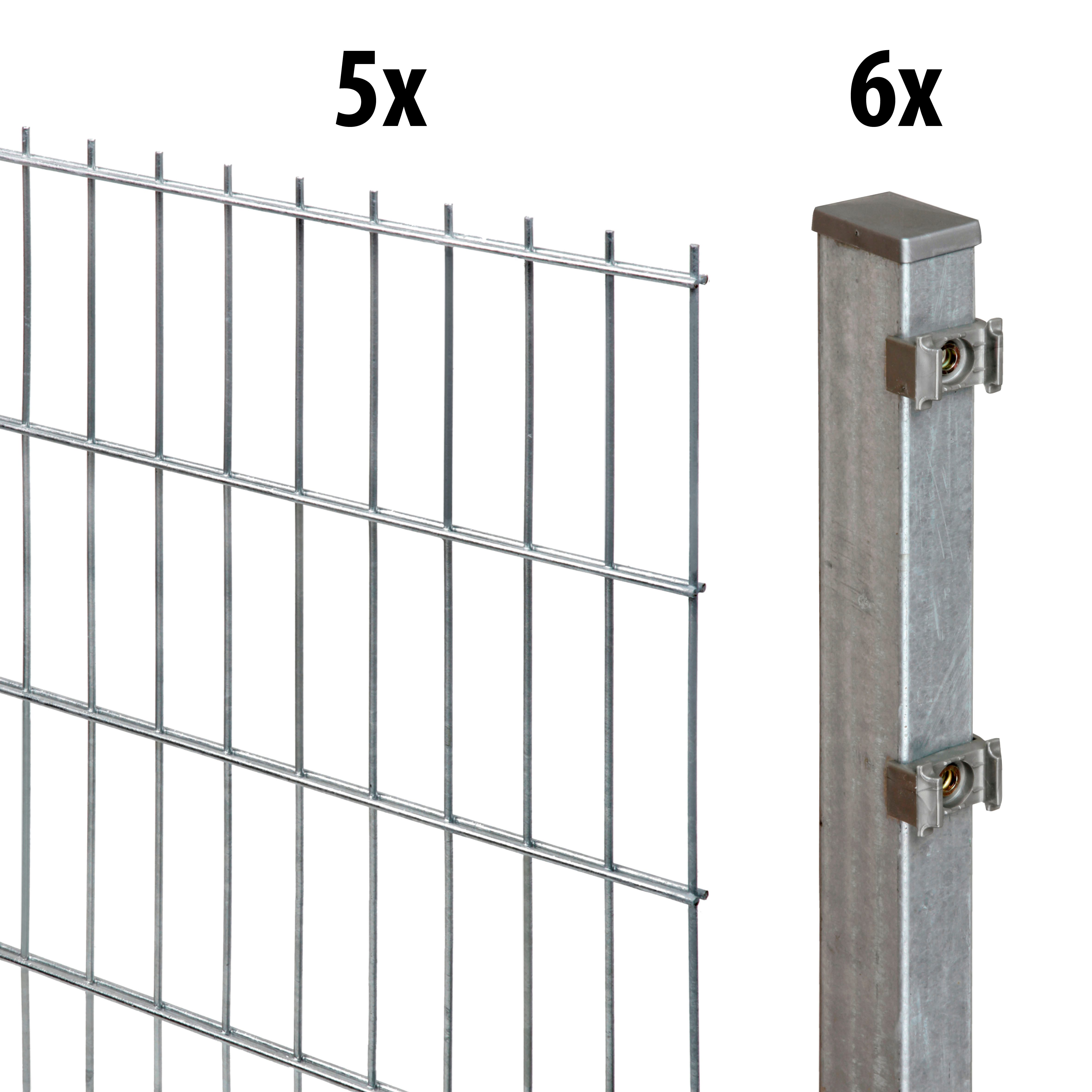 GARDEN 'N' MORE Doppelstabmattenzaun Excellent, (11-St), 5 Elemente für 10 m, LxH: 200 x 203 cm, mit 6 Pfosten