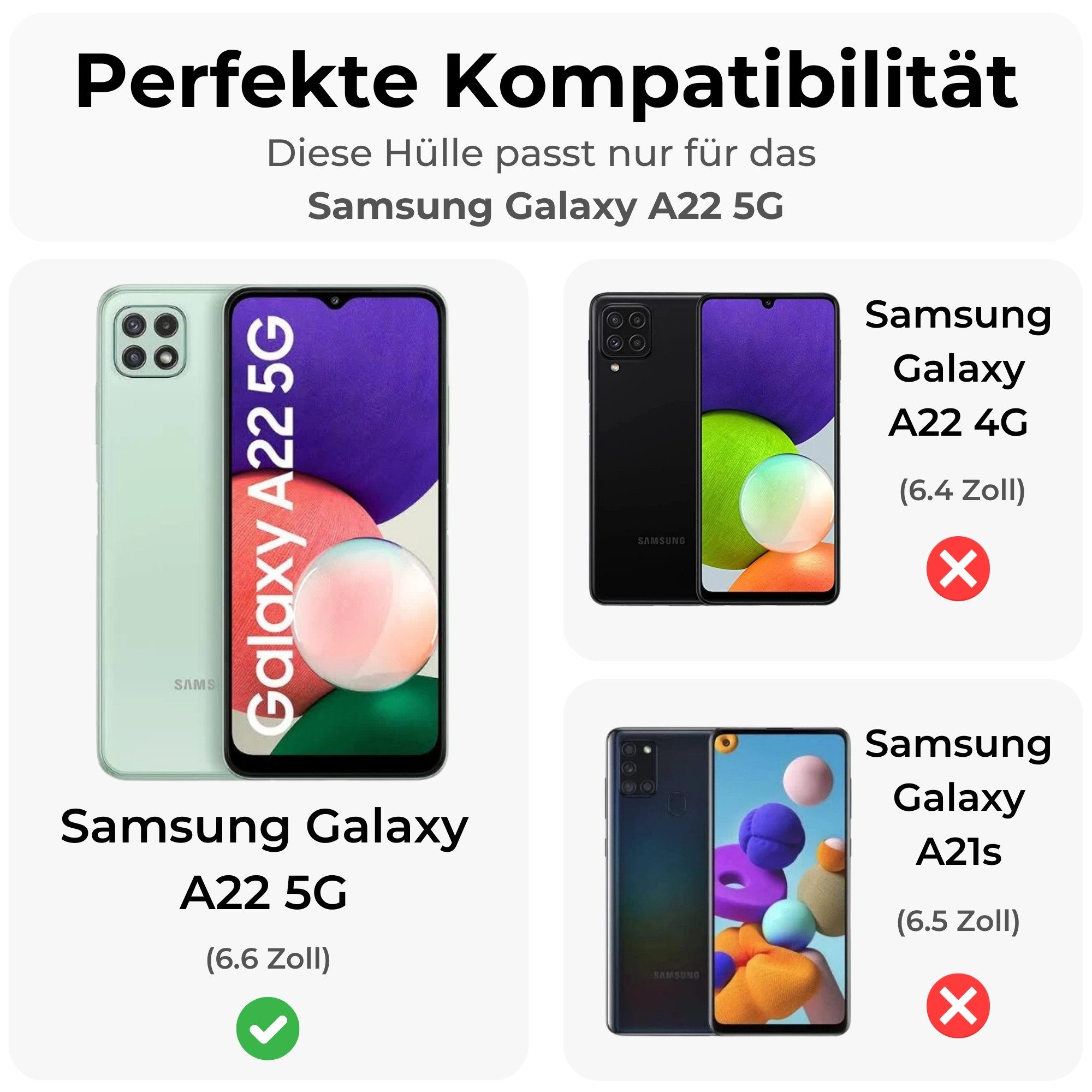 betterfon Handyhülle für Samsung Galaxy A22 5G TPU Case mit 360° Rundumschutz Displayschutz