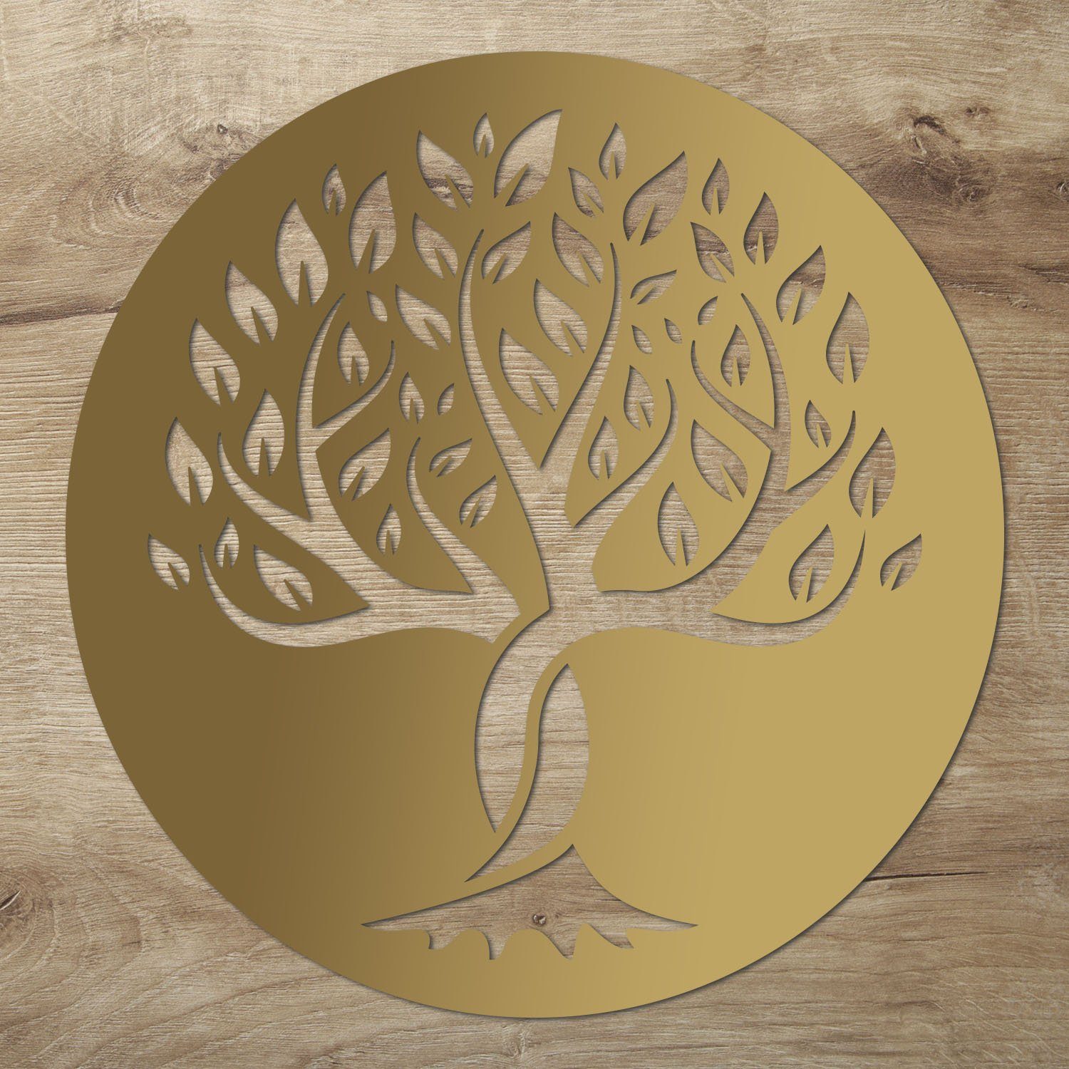 Namofactur 3D-Wandtattoo Wandtattoo Schild 'Baum des Lebens', Wanddeko aus Holz Gold