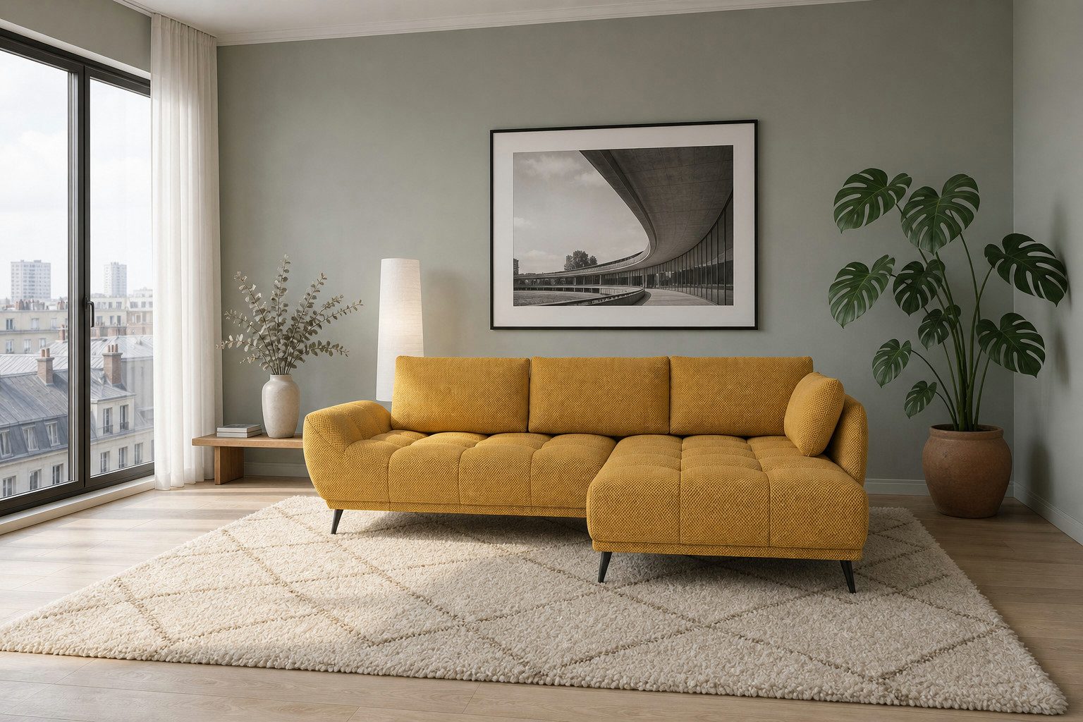 foamnova Ecksofa Ferrara, mit Recamiere, Maße B 270 × T 169 × H 68 cm, Ecksofa mit Nosag-Federung, abgesteppte Polster