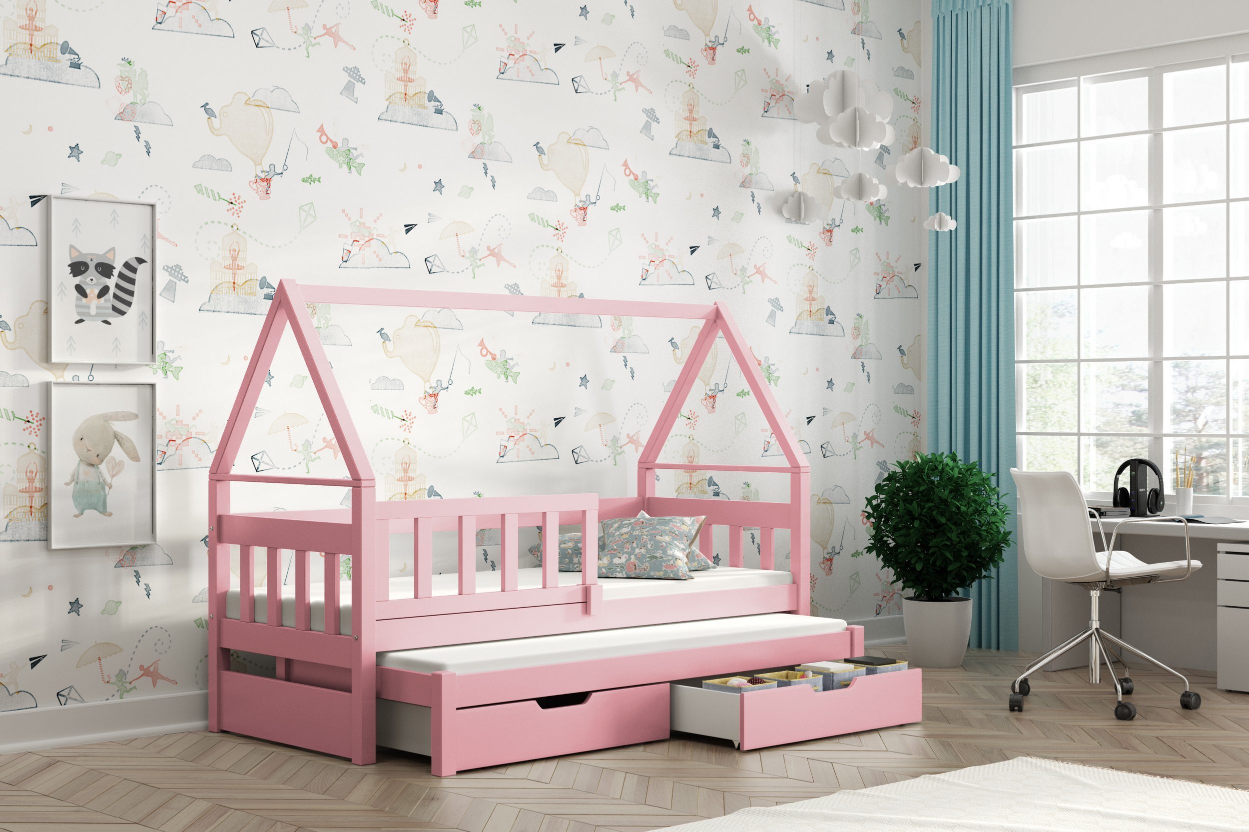 thematys Kinderbett mit Rausfallschutz und Ausziehbett günstig online kaufen