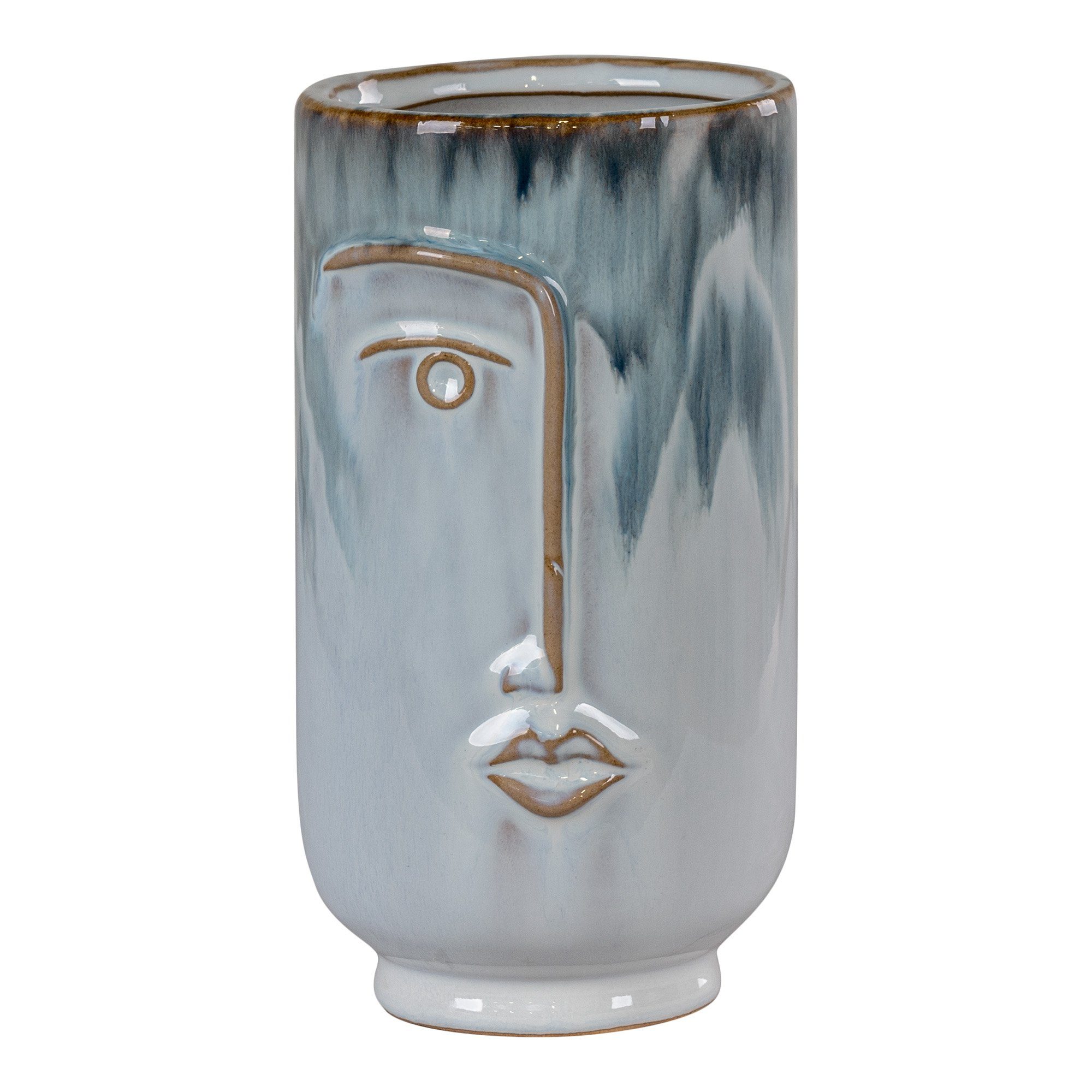 House Nordic Dekovase House Nordic Vase FACE mit Gesicht 2-farbig Blau 17 cm