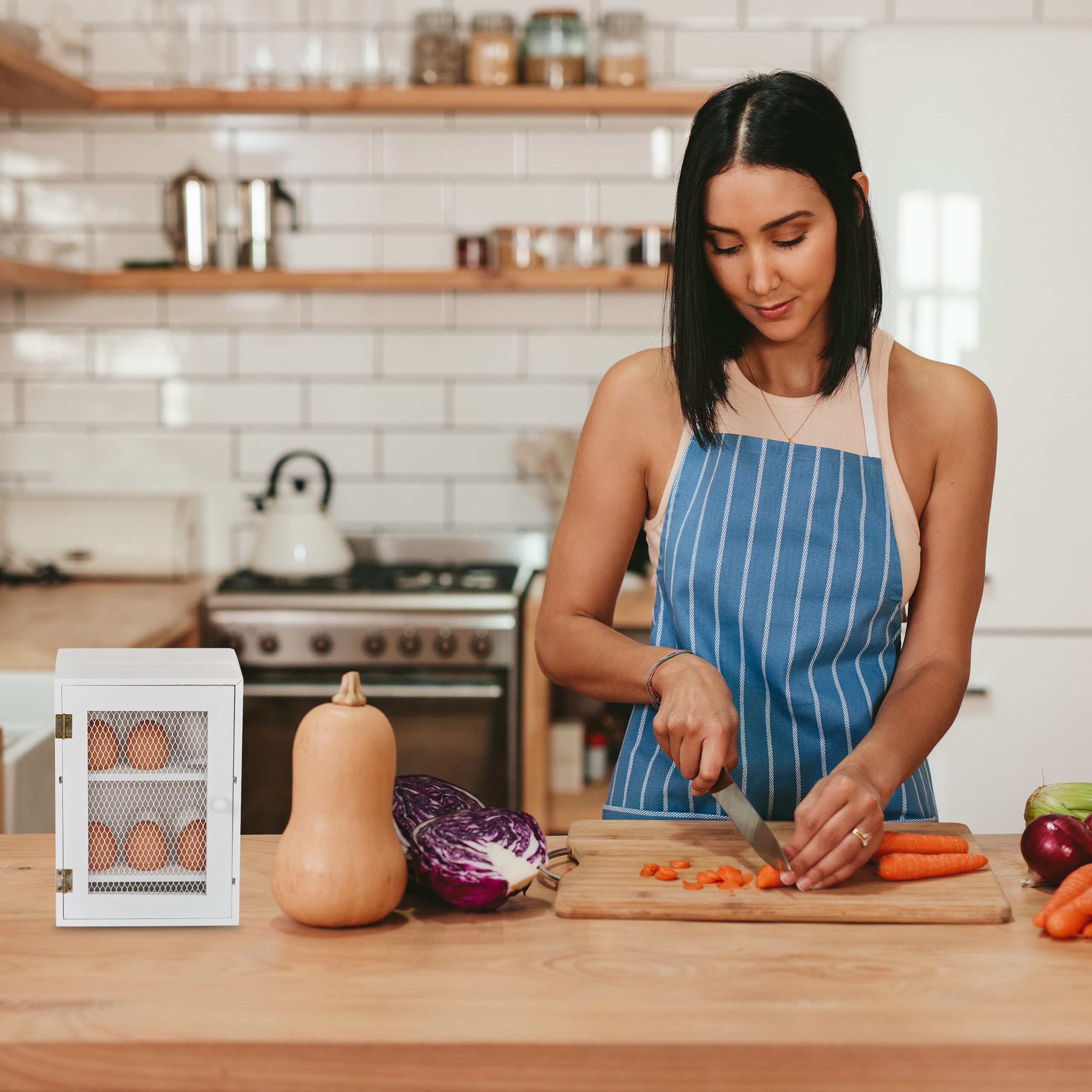 relaxdays Vorratsschrank Holz Eierschrank weiß günstig online kaufen