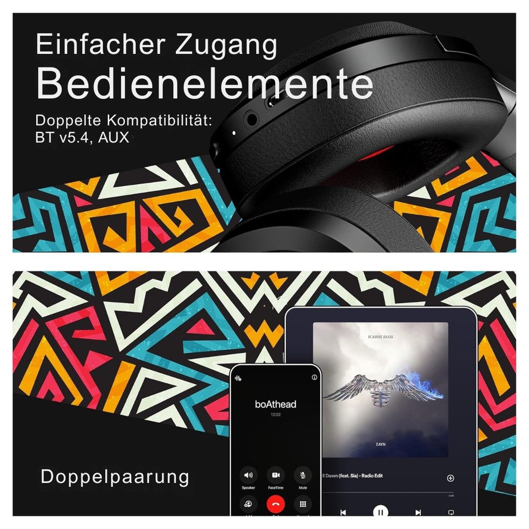 boAt Rockerz Plus 550 Bluetooth Over-Ear Kopfhörer kabellos Over-Ear-Kopfhörer (Bluetooth, 100h Akku, 50mm Treiber, Dual-Pairing, Voice Assist)