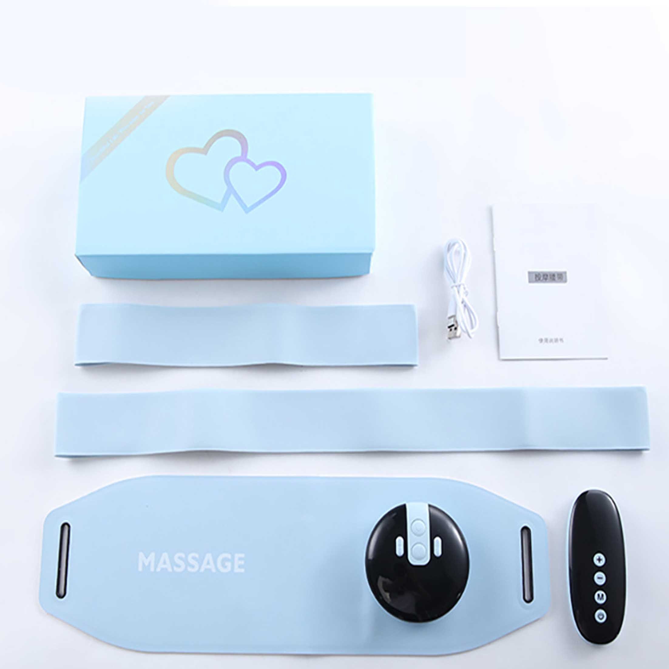 KINSI Bandmassagegerät EMS Massagegürtel, Bauch Formend, Vibration Heizung, Funkfernbedienung, 9 Intensitätsstufen, Durchblutung fördernd, für Büro & Reise