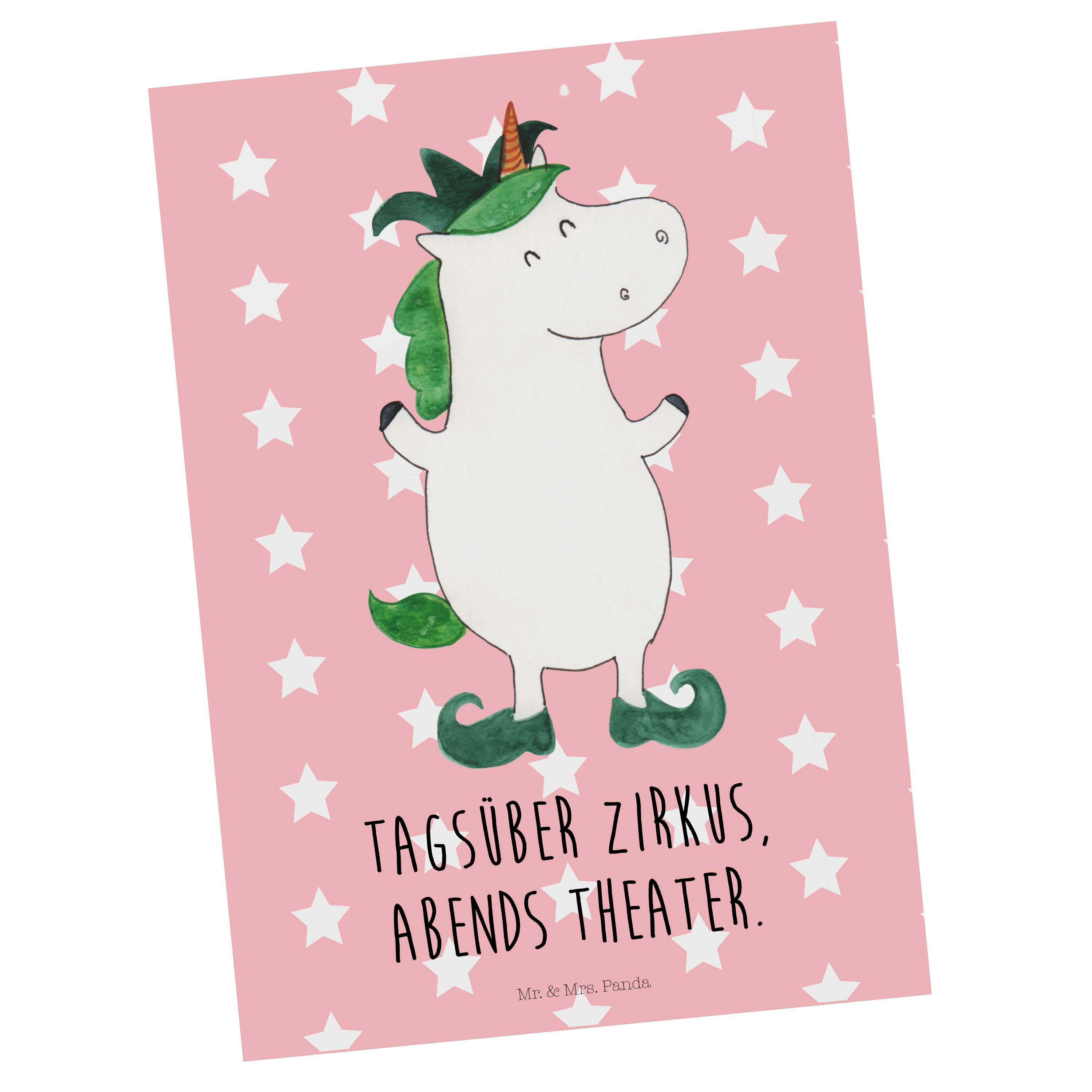 Mr. & Mrs. Panda Postkarte Einhorn Joker - Rot Pastell - Geschenk, Einladungskarte, Geschenkkart | Grußkarten