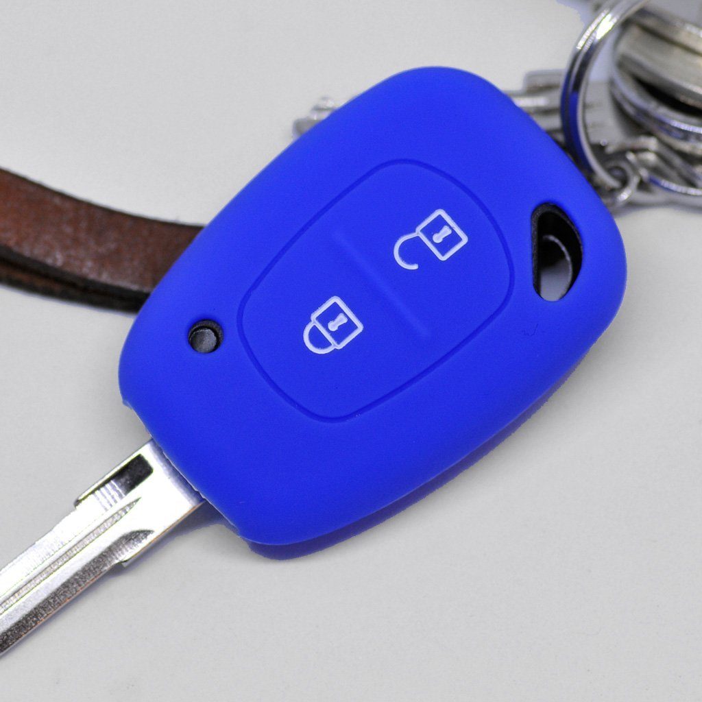 mt-key Schlüsseltasche Autoschlüssel Softcase Silikon Schutzhülle Blau, für Renault Kangoo Trafic Master OPEL Movano Vivaro Nissan Interstar