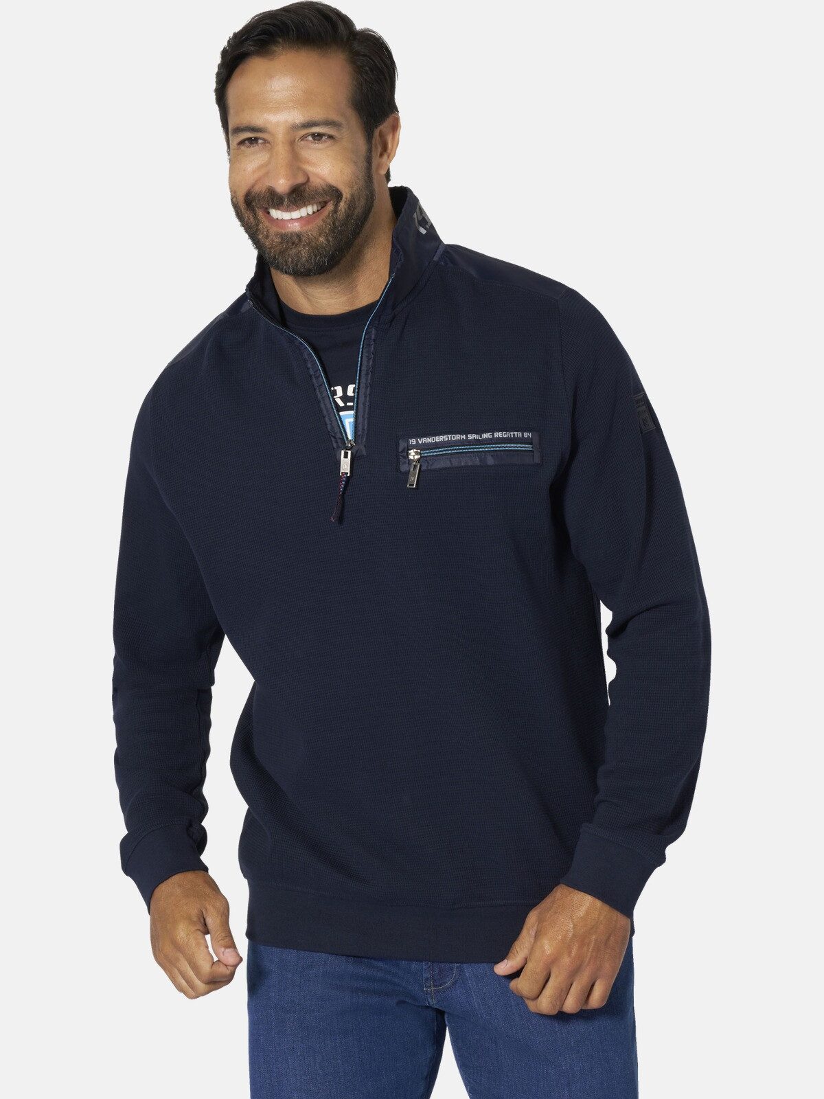 Jan Vanderstorm Sweatshirt ABBO mit moderner Waffelstruktur