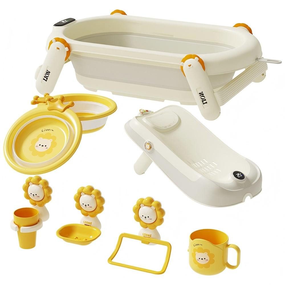 Babybadewanne rutschfest Babywanne faltbar Baby Bathtub mit Löwenmustern