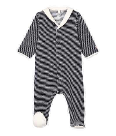 Petit Bateau Strampler Petit Bateau Strampler Nicky Velours mit Matrosenkragen Streifen