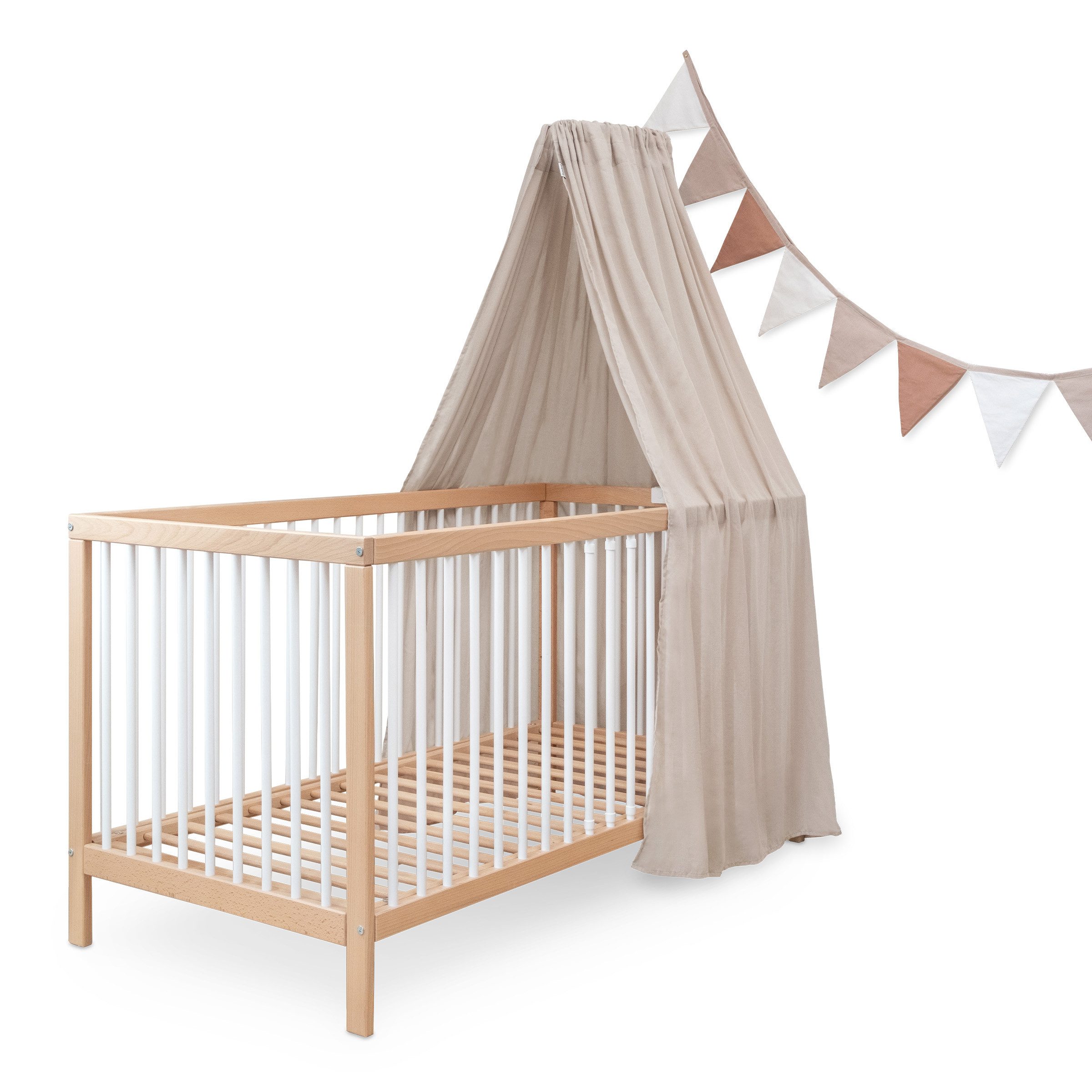 Ehrenkind Hängedekoration Deko Babybett, Kinderzimmer-Deko-Set (Kinderzimmer Deko), Baldachin & Wimpelkette für magische Momente, hochwertige Materialien