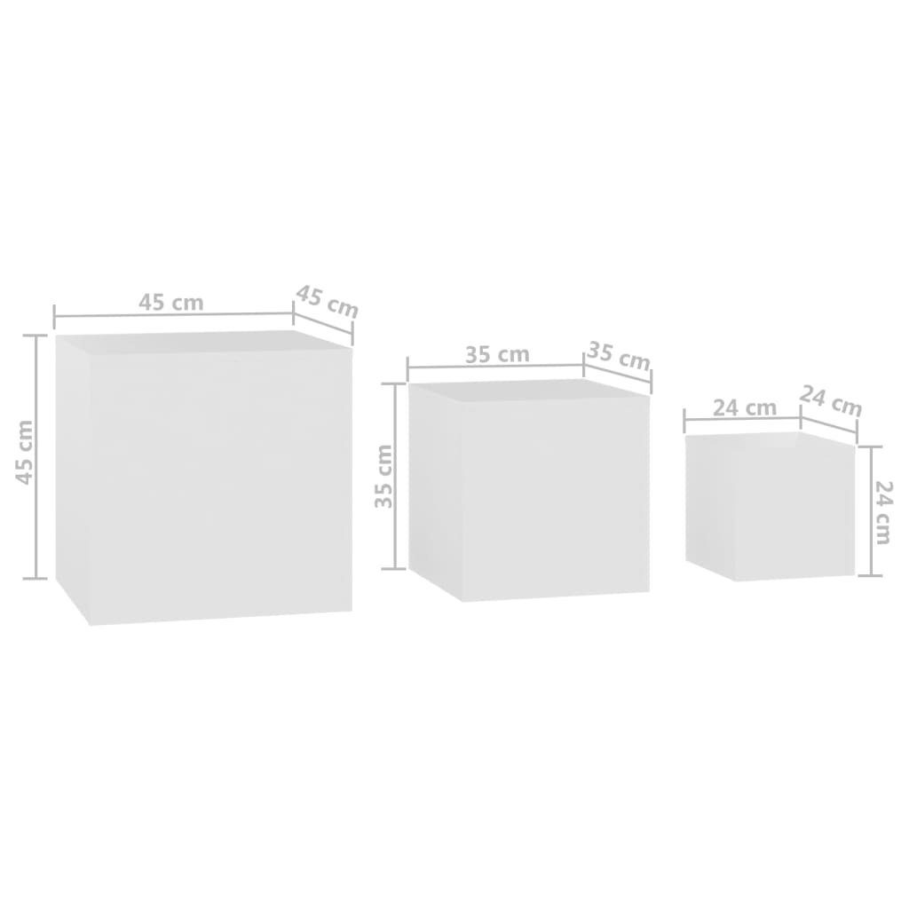 | Weiß Weiß Weiß Beistelltisch (3-St) Holzwerkstoff Beistelltische vidaXL 3-tlg.