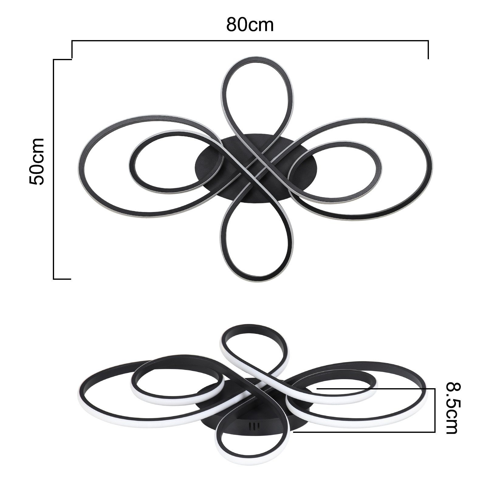 ZMH LED Esszimmer Design - 78W 80cm Küche, 3000-6000k, LED für Schwarz Wohnzimmerlampe integriert, Deckenleuchte Deckenbeleuchtung Modern, Büro fest Dimmbar Groß Wohnzimmer