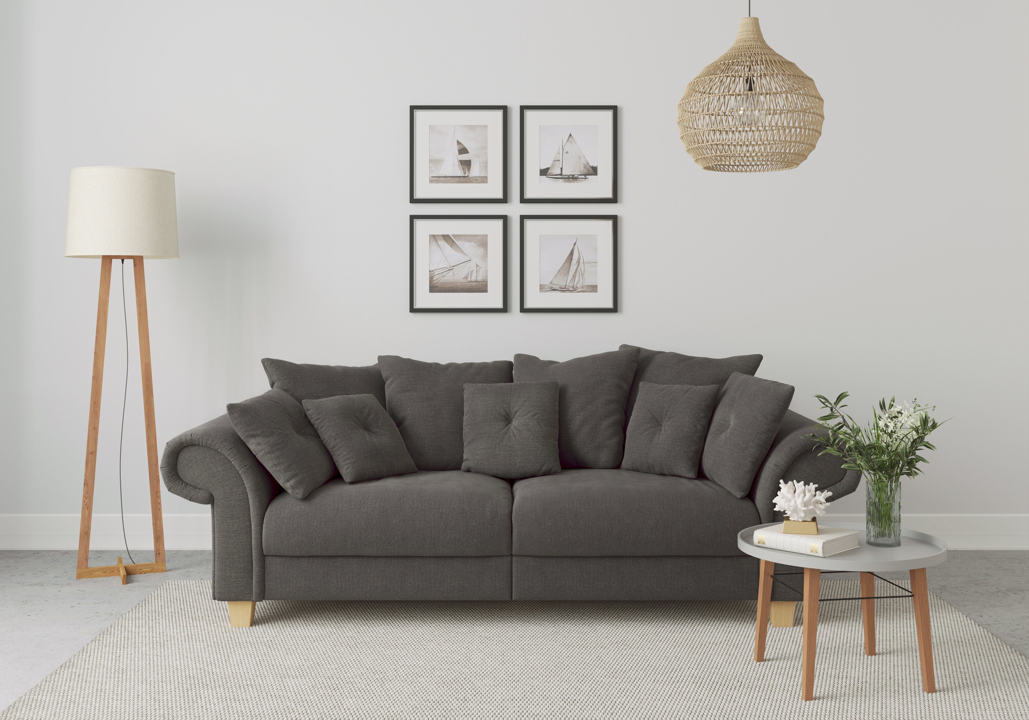 Home affaire Big-Sofa Queenie Megasofa, 2 Teile, mit weichem Sitzkomfort und zeitlosem Design, viele kuschelige Kissen