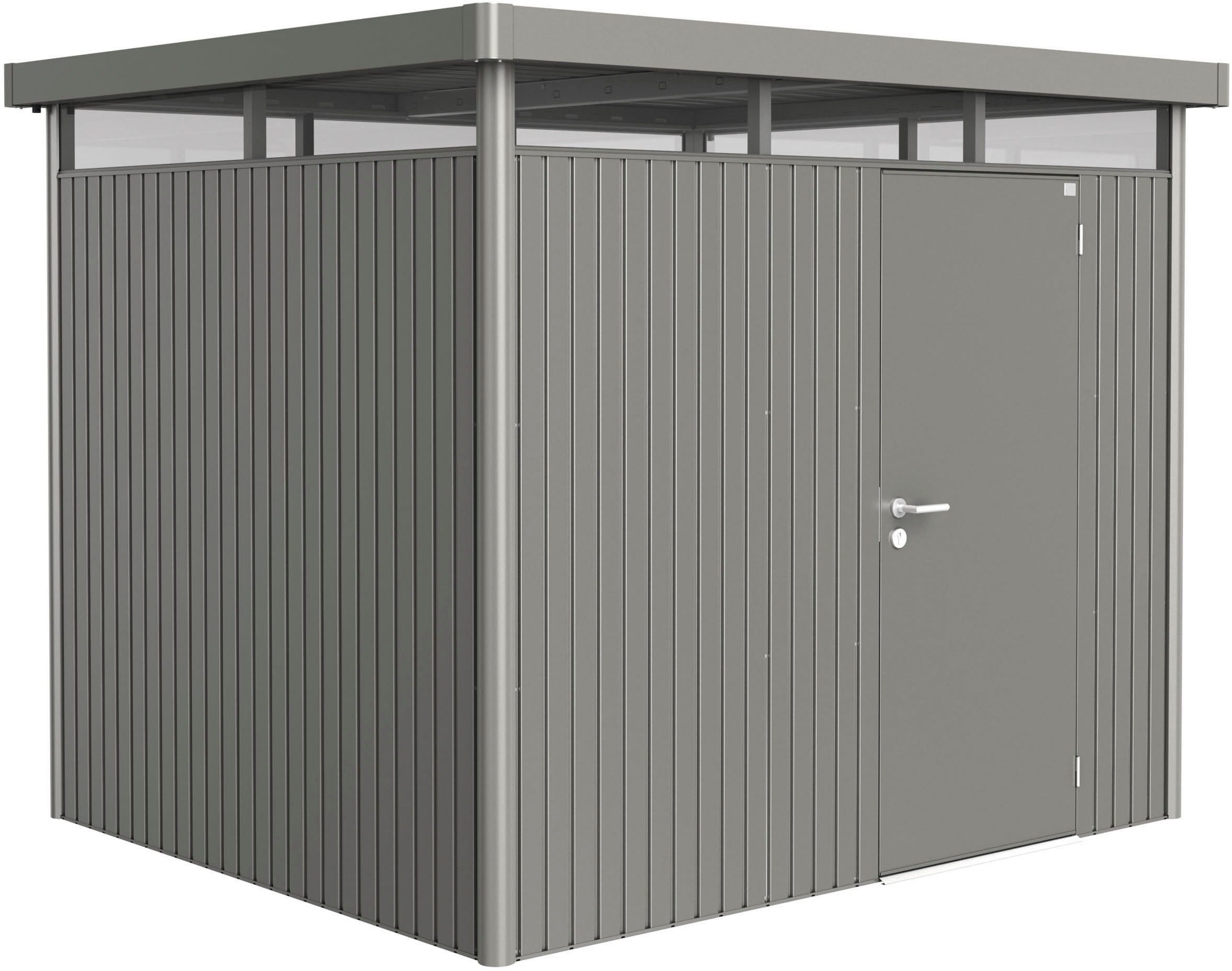 Biohort Gerätehaus HIGHLINE Gr. H3, verschiedene Farben, BxT: 275x235 cm, stylisches Metall-Gartenhaus mit Flachdach