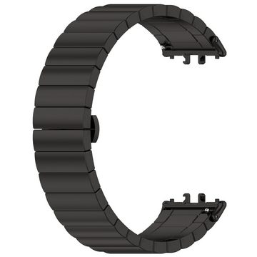 Wigento Smartwatch-Armband Für Samsung Galaxy Fit 3 One Bead Edelstahl Metall Arm Band Schwarz