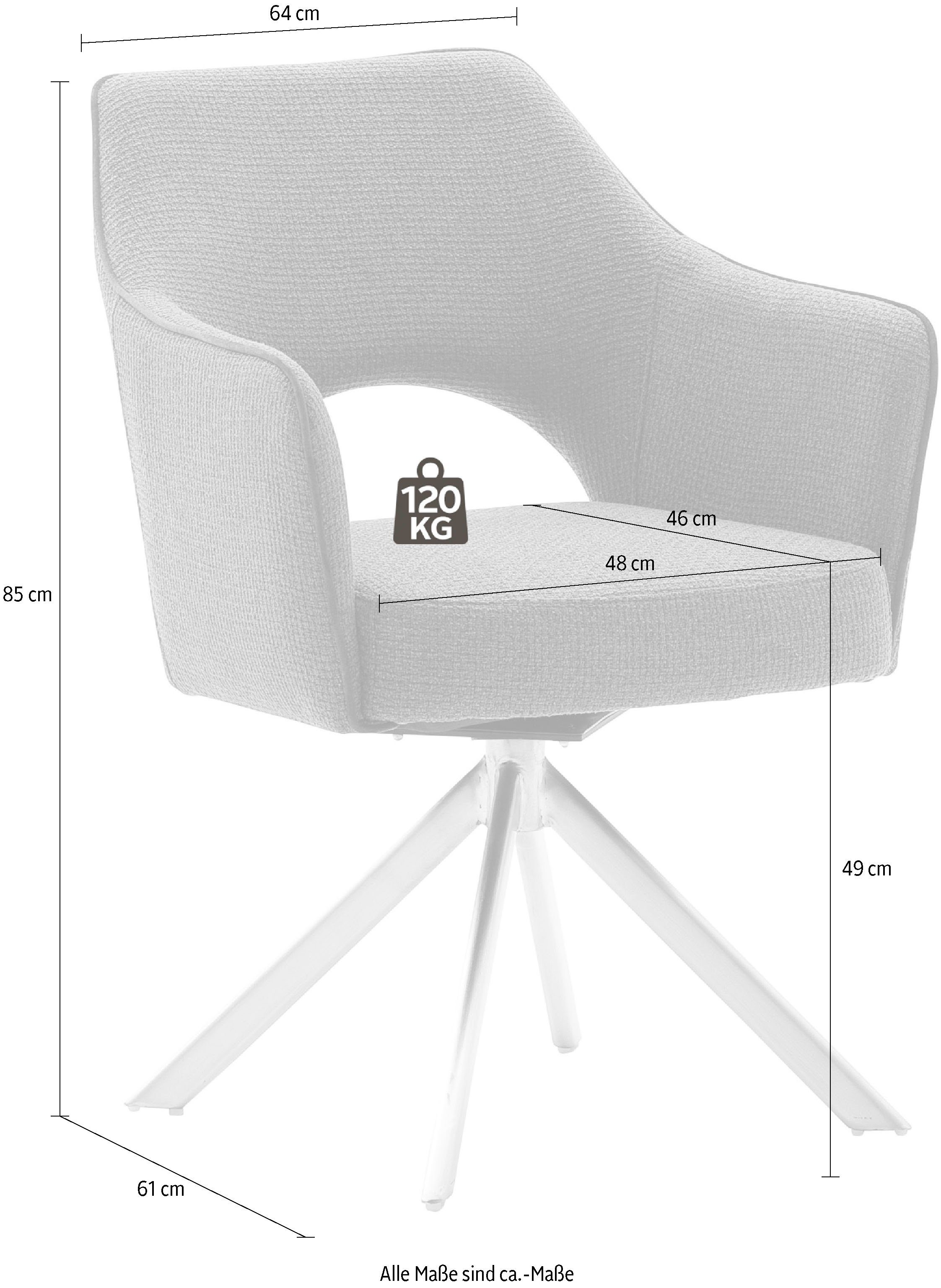 2 180° Edelstahl Rostbraun 4-Fußstuhl Nivellierung | Tonala (Set, mit gebürstet furniture drehbar St), MCA