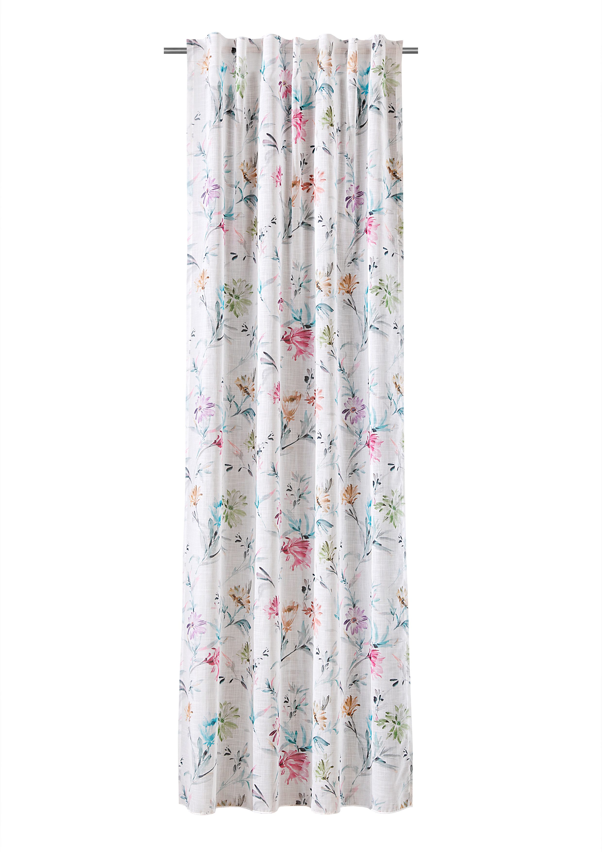 Verdi Vorhang Schal Astrid, verdeckte Schlaufen, Floral, multicolor 140 x 245 cm (1 St), Multifunktionsband, halbtransparent
