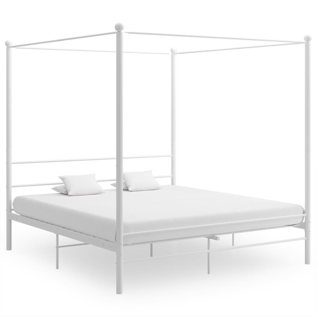 vidaXL Himmelbett 200 x 200 cm Himmelbett Weiß Metall 200x200 cm Doppelbett Bett Bettrah