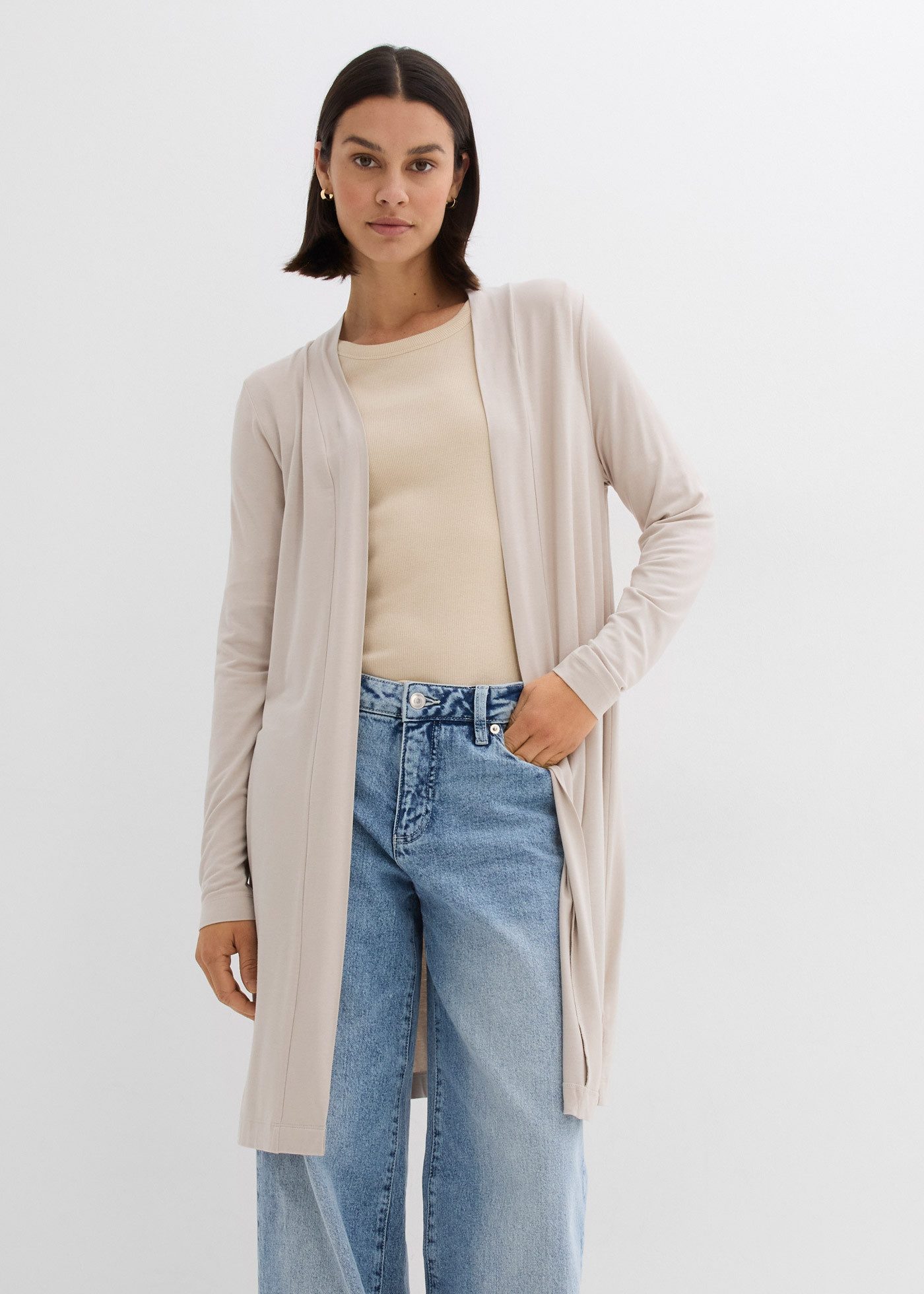 bonprix Shirtjacke gerade Passform, offene Schnittform ohne Verschluss günstig online kaufen