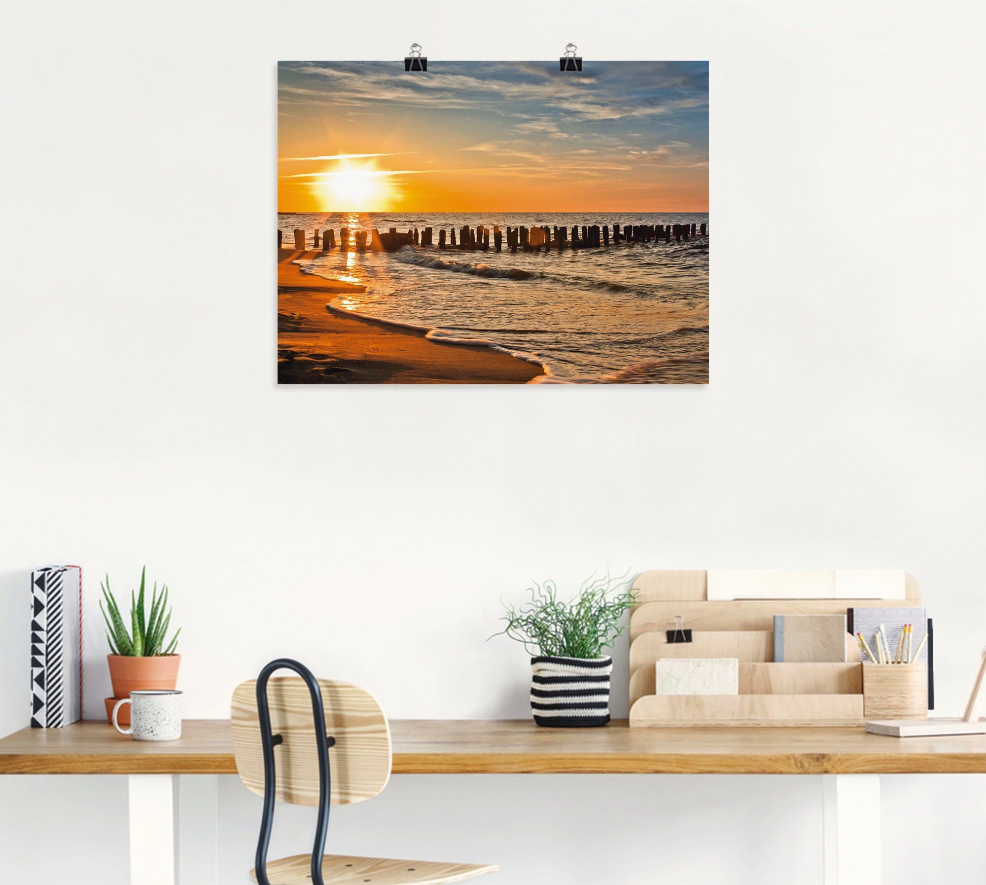 oder (1 St), Alubild, Artland Wandbild in Sonnenuntergang versch. Schöner als am Wandaufkleber Größen Poster Leinwandbild, Strand Strand,