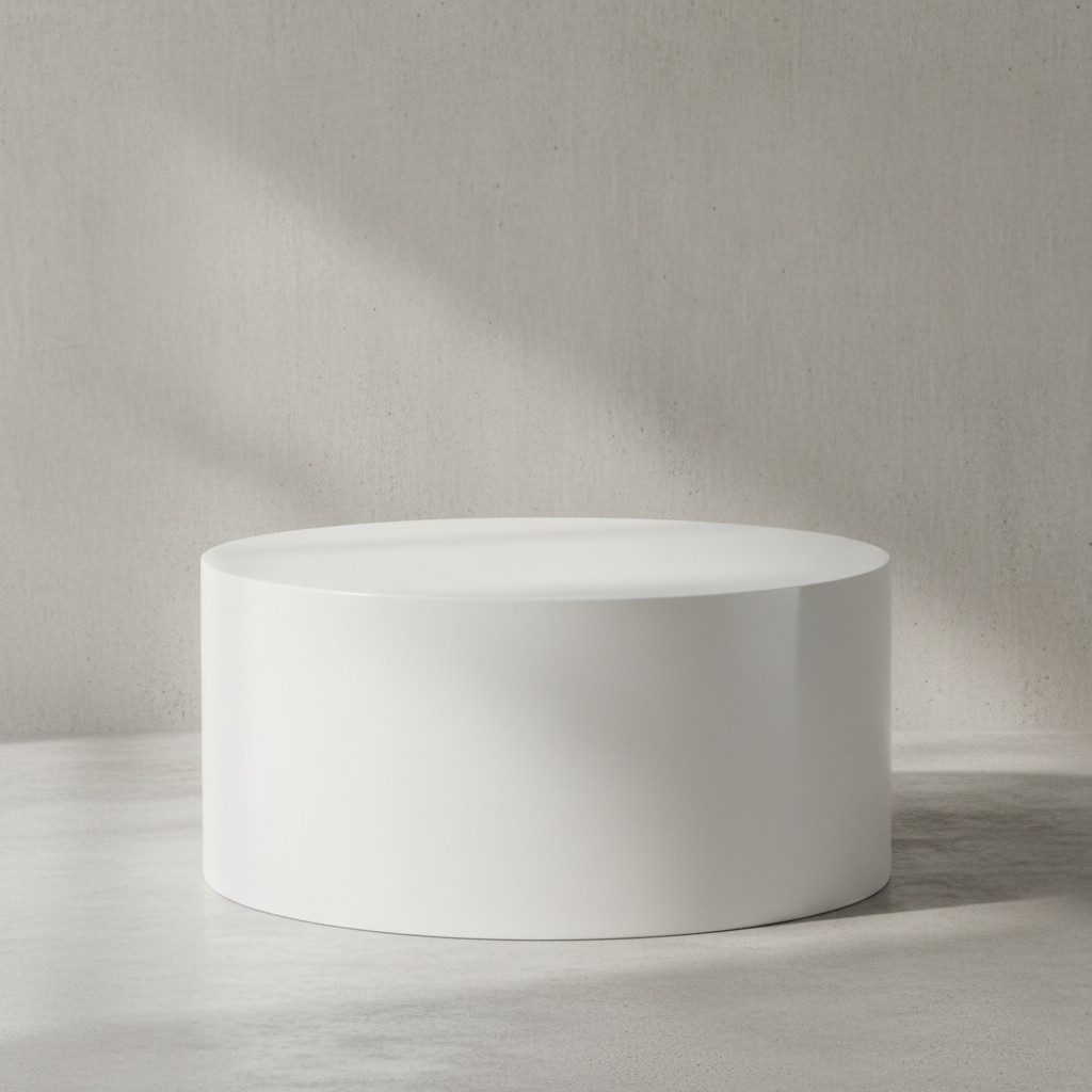 KADIMA DESIGN Couchtisch Couchtisch MONOBLOC 60x60x30 cm Weiß Hochglanz, Design, Wohnzimmertisch Rund, Lounge Sofatisch Schlicht, Kaffeetisch Modern