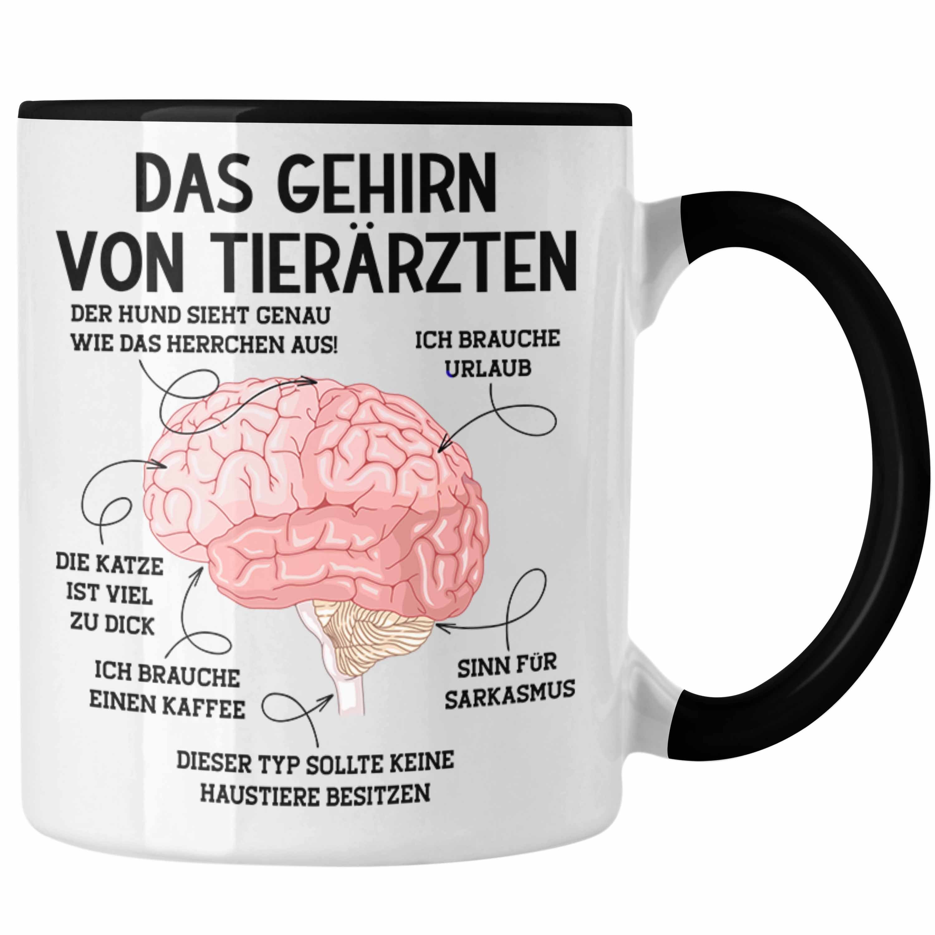 Trendation Geschenk Sprüche Tierarzt Gehirn Schwarz Tierärztin Tasse Weihnachte Lustiger Spruch