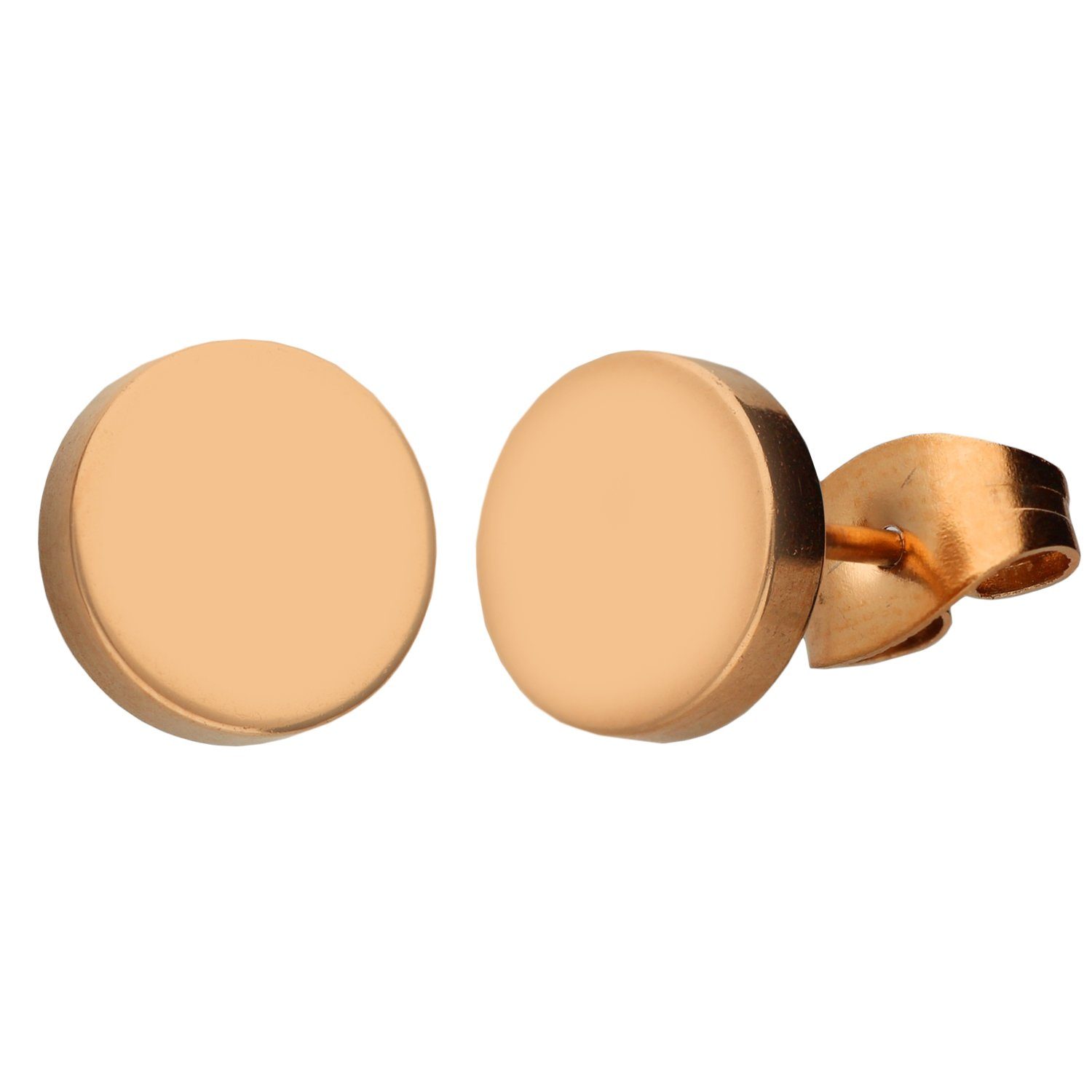 Paar Ohrstecker 18K Roségold vergoldet Edelstahl Ohrringe Rund Kreis Platte Fake Plug