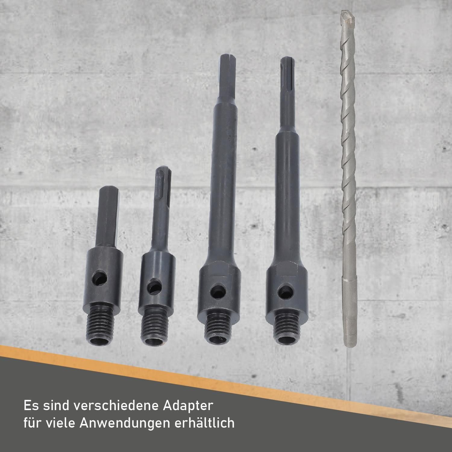 BTEC Diamanttrockenbohrer Diamant Bohrkrone 180mm Ø 52mm SDS + Adapter kurz mit Zentrierbohrer, Ø 52 mm – Bild 3 von 5