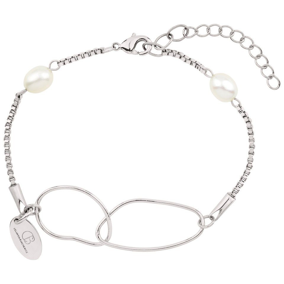 Célia von Barchewitz Perlenarmband "CHARU" Damen Armband Venezianerkette mit 2 ovalen Süßwassezuchtperlen, onesize - Verlängerungskettchen