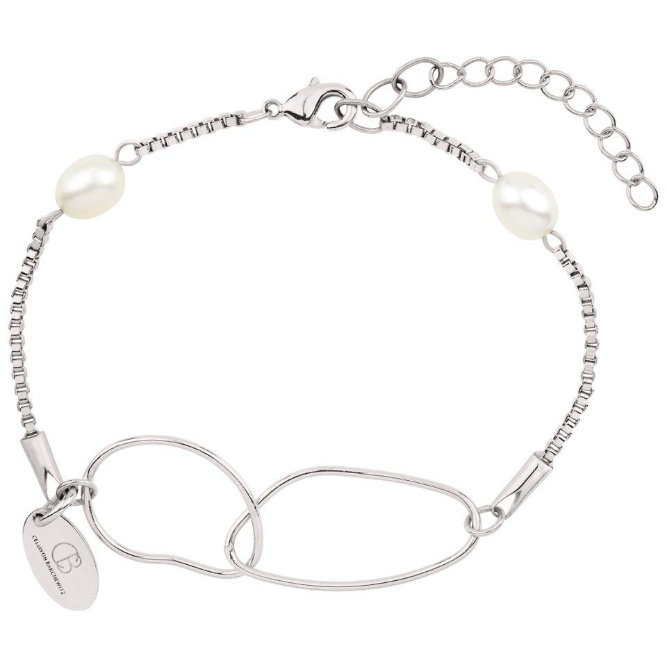 Celia von Barchewitz Perlenarmband "CHARU" Damen Armband Venezianerkette mit 2 ovalen Süßwassezuchtperlen, onesize - Verlängerungskettchen