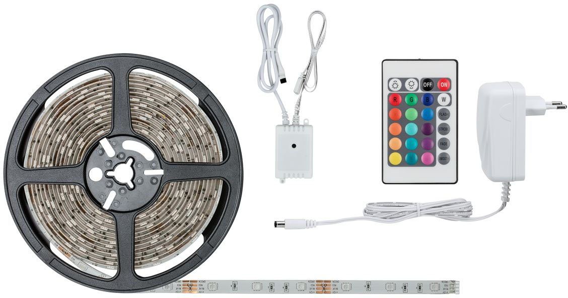 Paulmann LED-Streifen SimpLED Metall, DC, Set Kst 5m, 20W, Weiß RGB 1-flammig, 230/12V, FN Strip