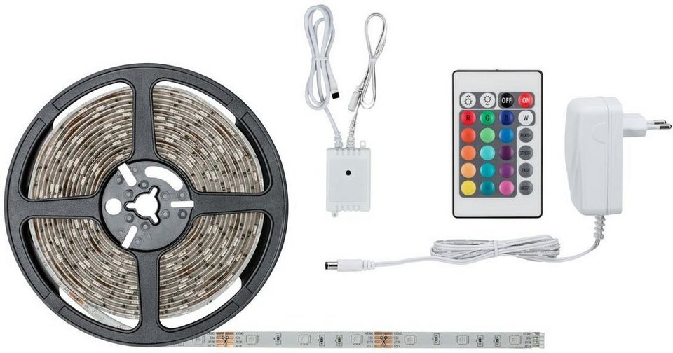 Paulmann LED-Streifen FN SimpLED Strip, 1-flammig, Set 5m, RGB 20W,  230/12V, DC, Weiß Metall, Kst, Einfaches Stecksystem zur problemlosen  Lichtband-Montage