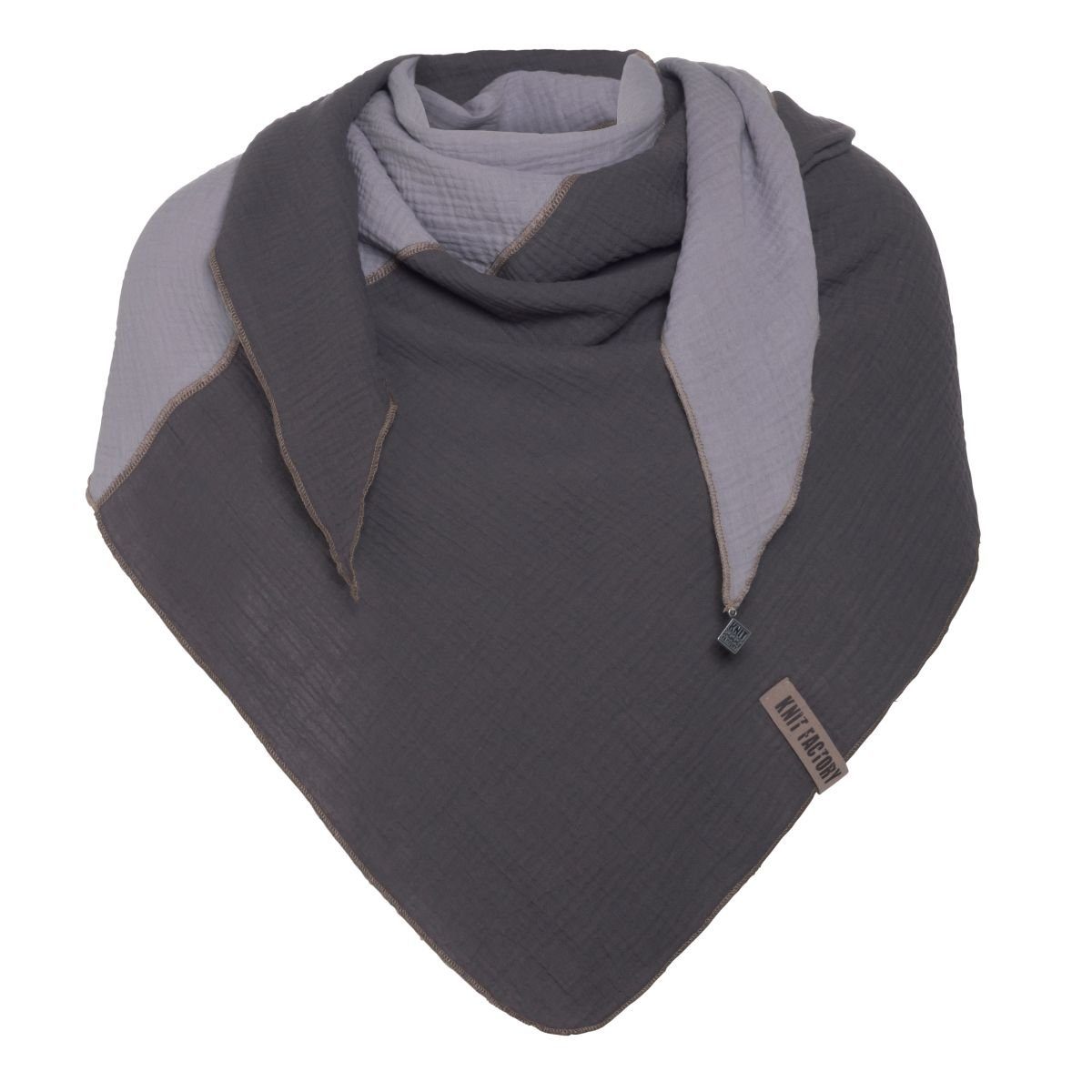 Knit Factory Schal Knit Factory Fay DreiecksSchal 190x85 cm Glatt Anthrazit Grau, (1-St), Schal Strickschal Umhängetuch Tuch Strickware