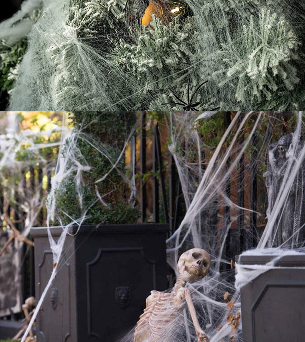 Halloween PRECORN Deko Spinnennetz Dekoration mit Wanddekoobjekt - Spinnen Fasching 20 Party