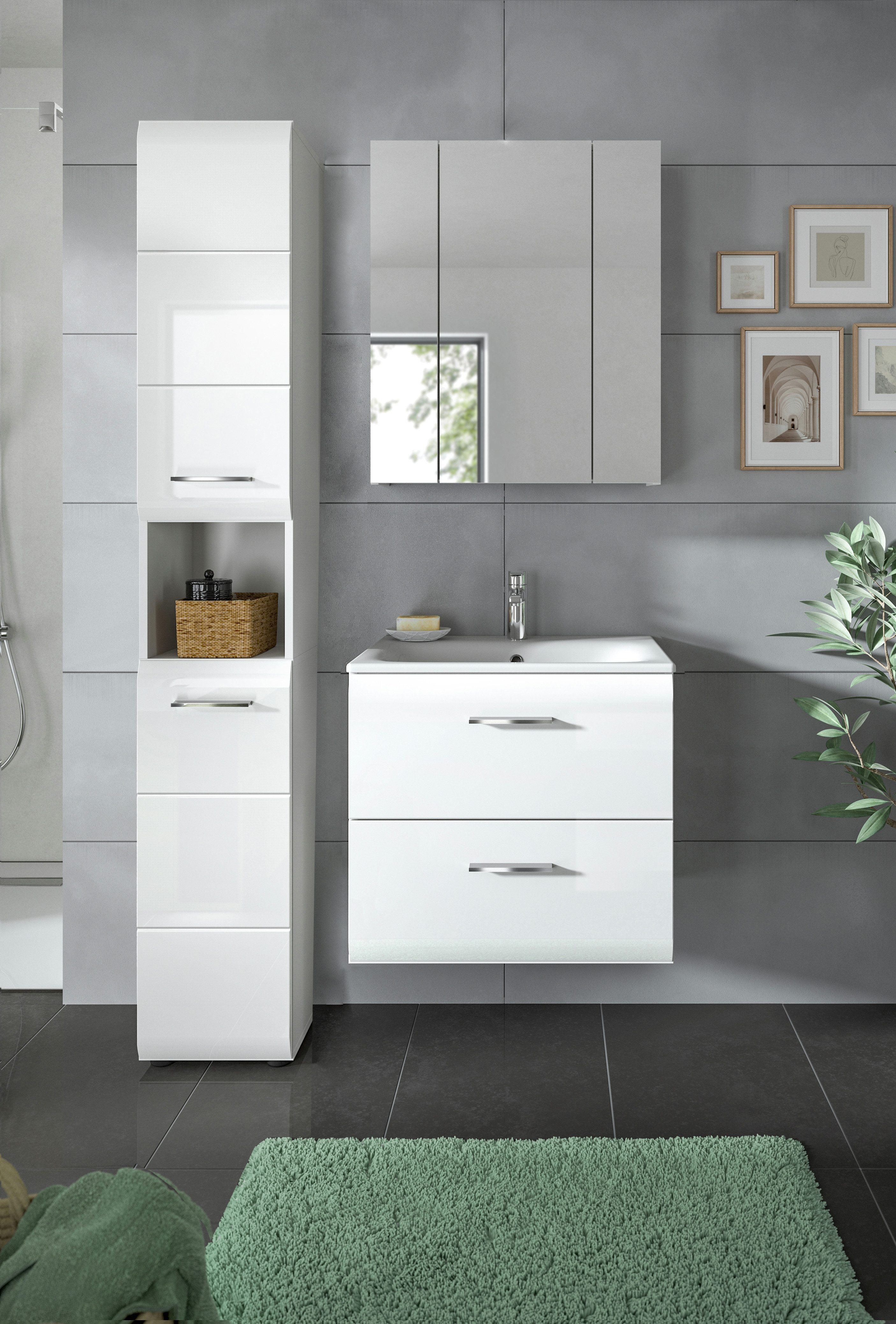 INOSIGN Badezimmer-Set, (Set, 4-St), Florenz, Badkombination 4-tlg., Weiß h günstig online kaufen