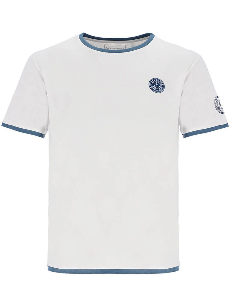Wattlöper T-Shirt 11409 Herren Kurzarm-Shirt Backprint maritim & Stickerei "meer LEBEN" Sommershirt & Freizeitshirt Rundhalsausschnitt mit Rückenprint