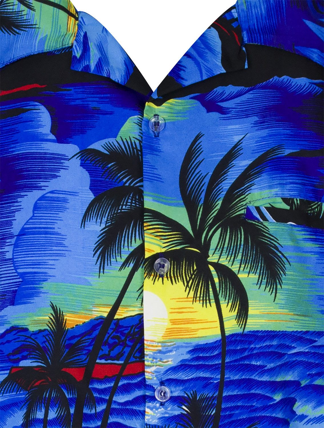 King Kameha Hawaiihemd "Surf" Funky Hawaii-Hemd Herren Kurzarm Front-Tasche Sommerhemd – Bild 5 von 5