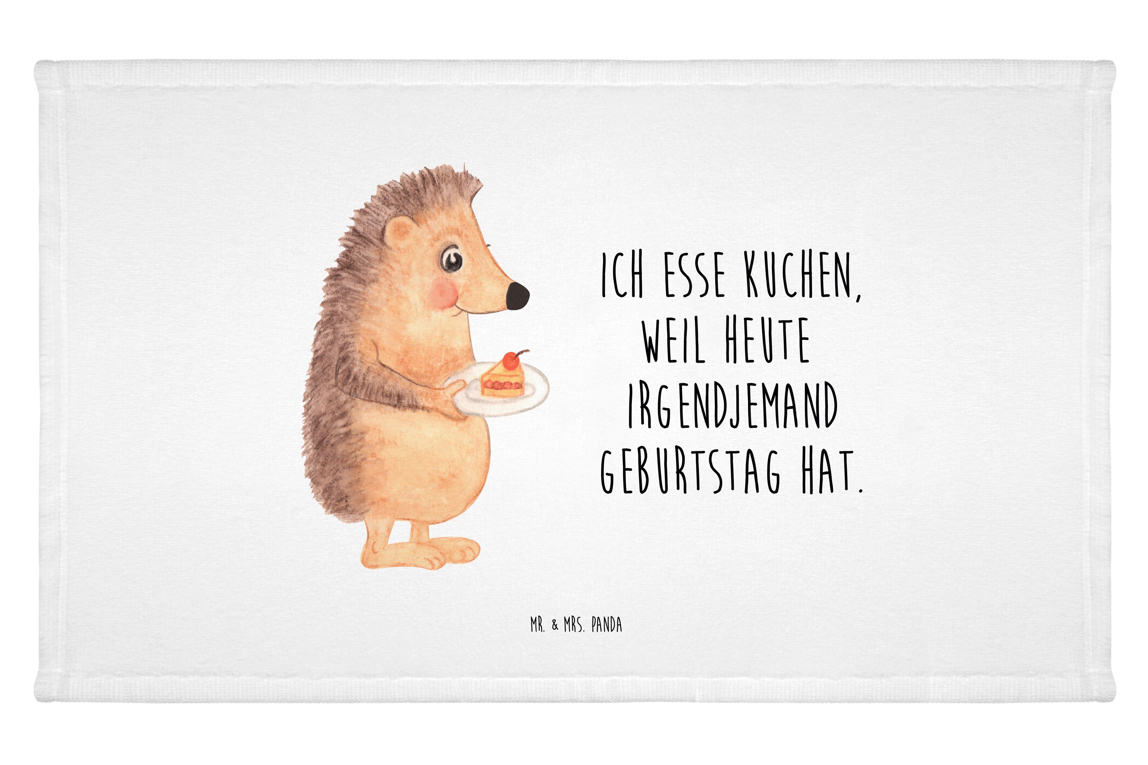 Handtuch Igel Kuchenstück - Weiß - Geschenk, Gästetuch, Torte, Kinder Handtuch