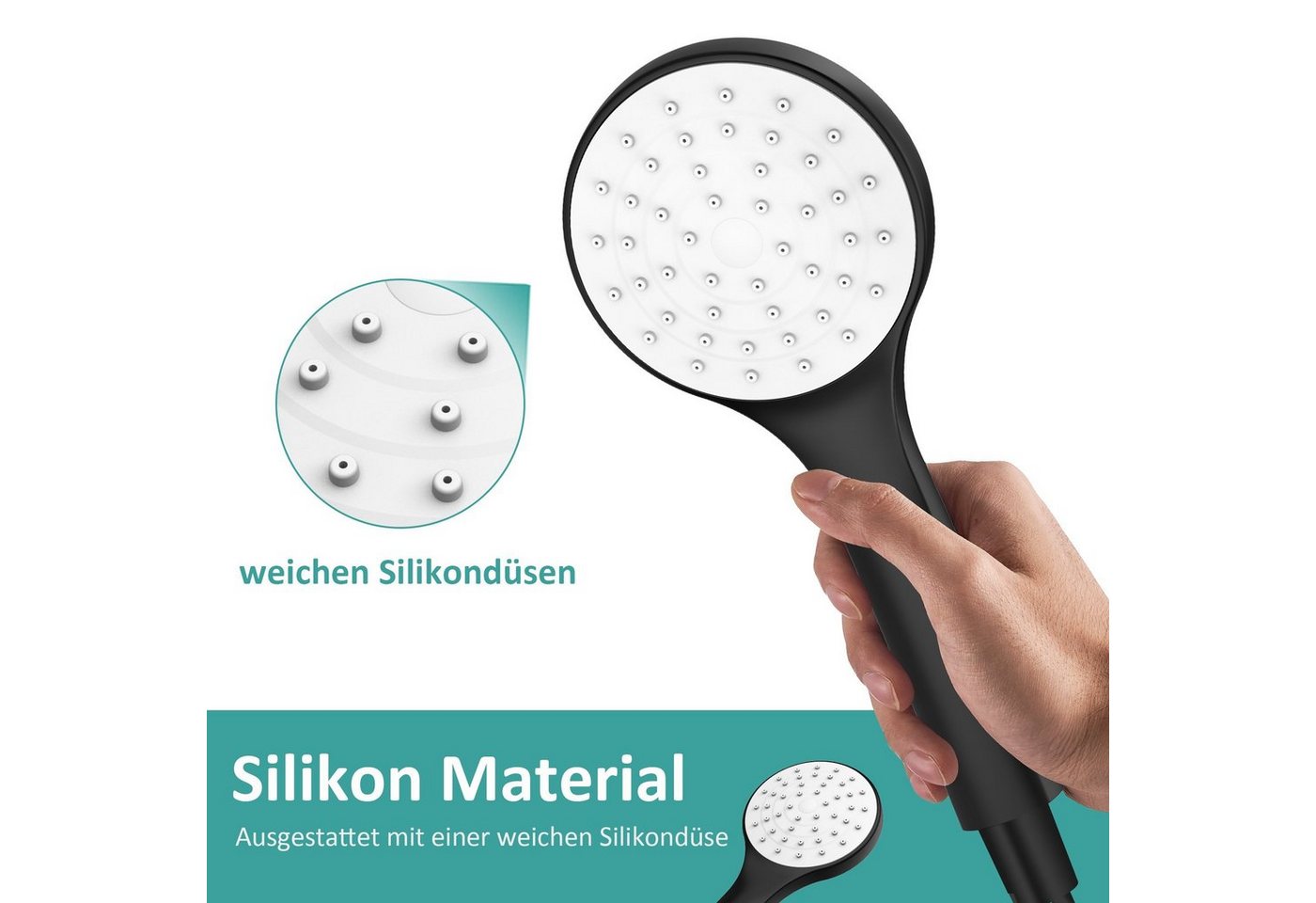 Thumbnail - EMKE Brausegarnitur Brausestangenset mit Handbrause und Seifenhalter, Höhe 70 cm, 3 Strahlart(en), 1,5m Brauseschlauch, ...