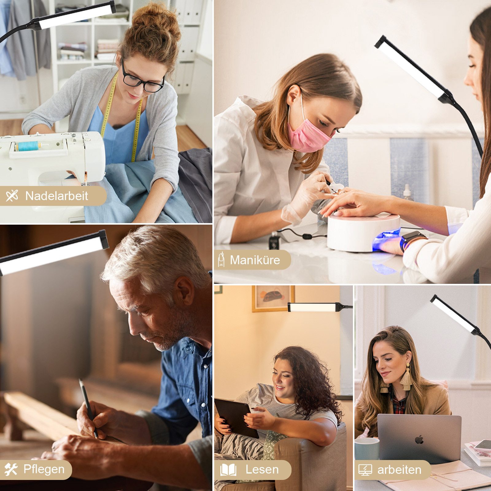 MUPOO Stehlampe LED Stehlampe Dimmbar,Stehleuchte Wohnzimmer, Helligkeit und Farbtemperatur Einstellbar + Höhenverstellbare, mit 3 Farbtemperaturen